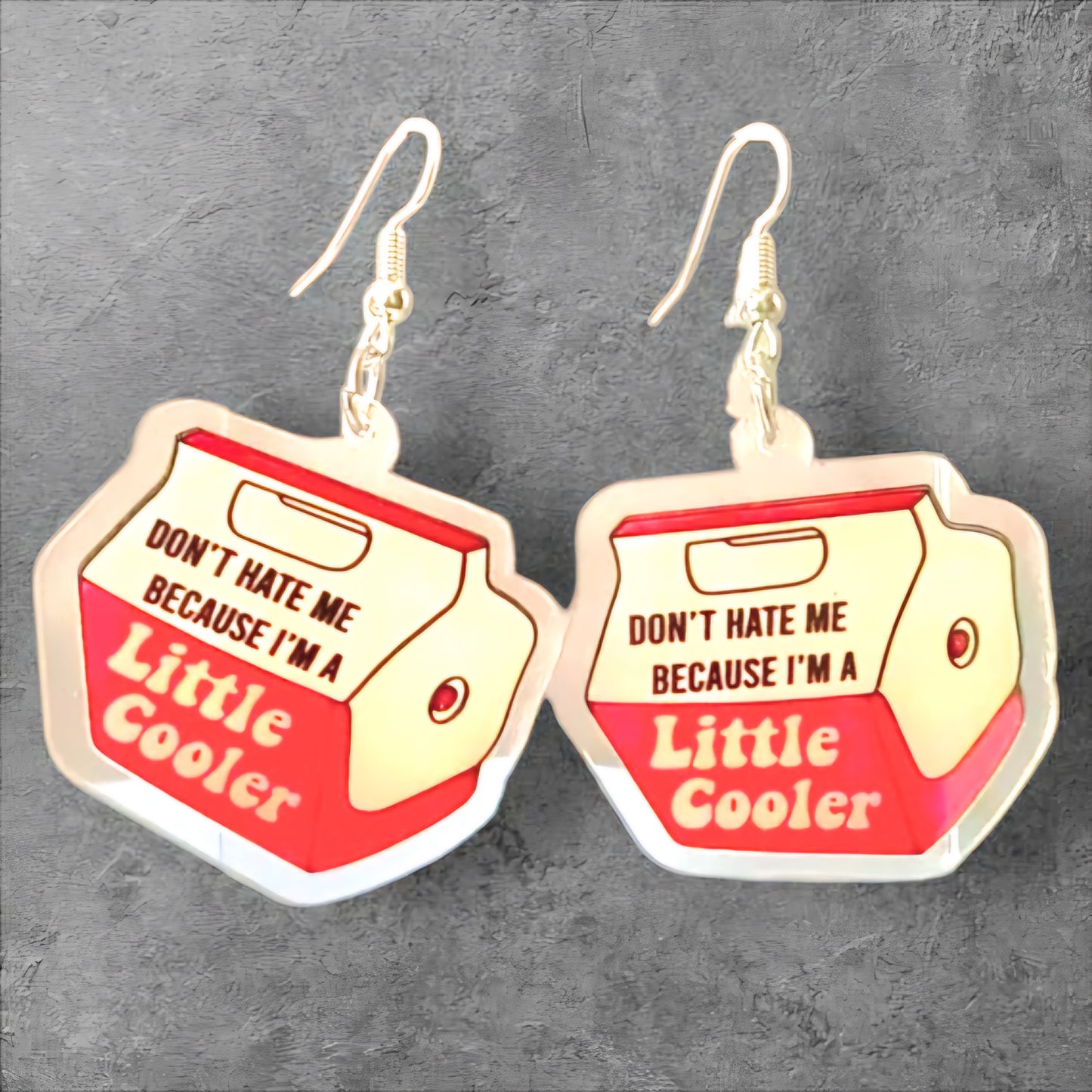 Don’t Hate Me Because I’m a Little Cooler – Red & White Baddie Statement Dangle Earrings | Sass-Drippin’ Acrylic Charms for the Bold & Unbothered - Hempin' Mayhem