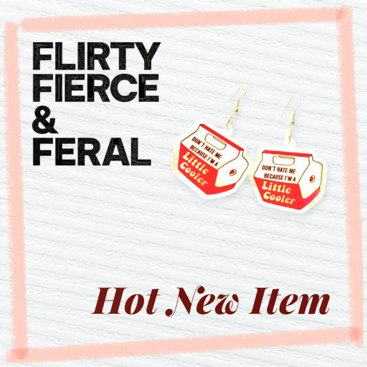Don’t Hate Me Because I’m a Little Cooler – Red & White Baddie Statement Dangle Earrings | Sass-Drippin’ Acrylic Charms for the Bold & Unbothered - Hempin' Mayhem