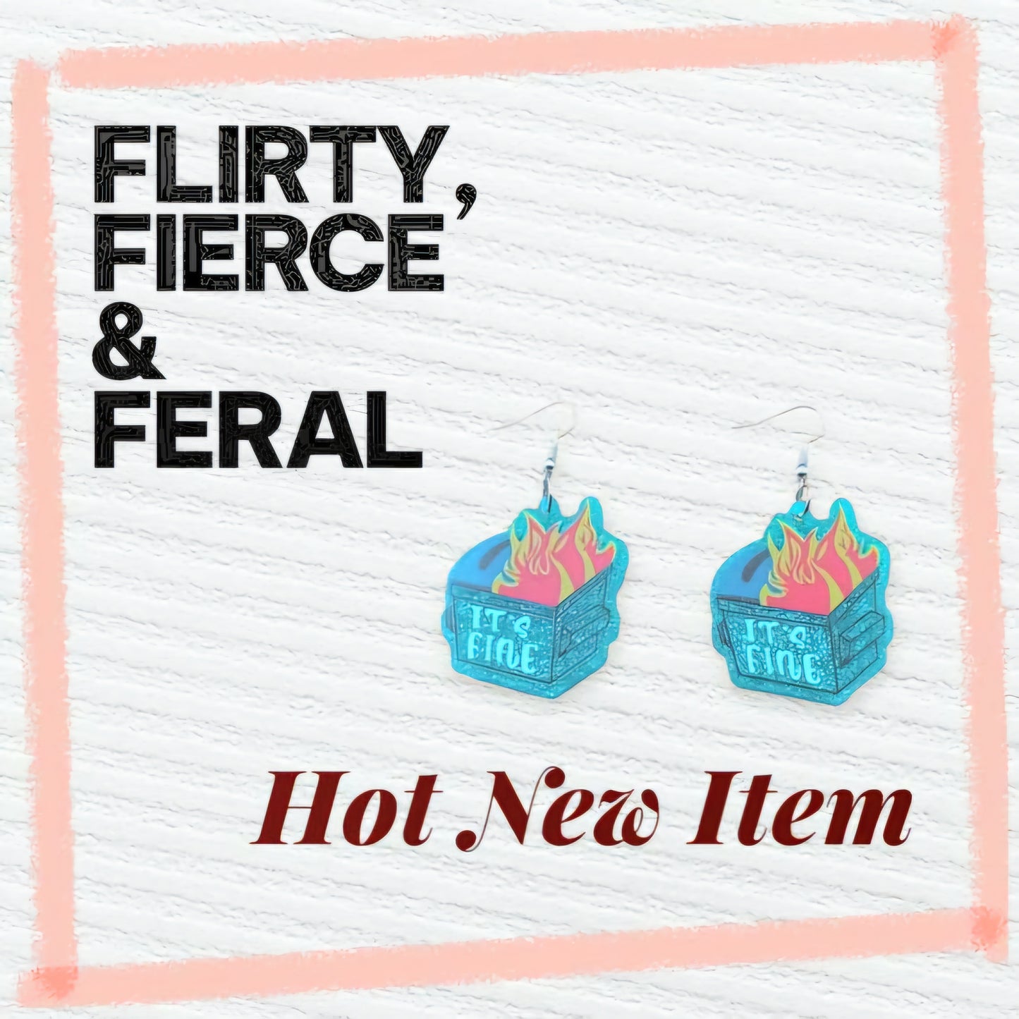 Glittery Blue Dumpster Fire Dangle Earrings – “I’m Fine” – Because Chaos Looks Better with Sparkle - Hempin' Mayhem