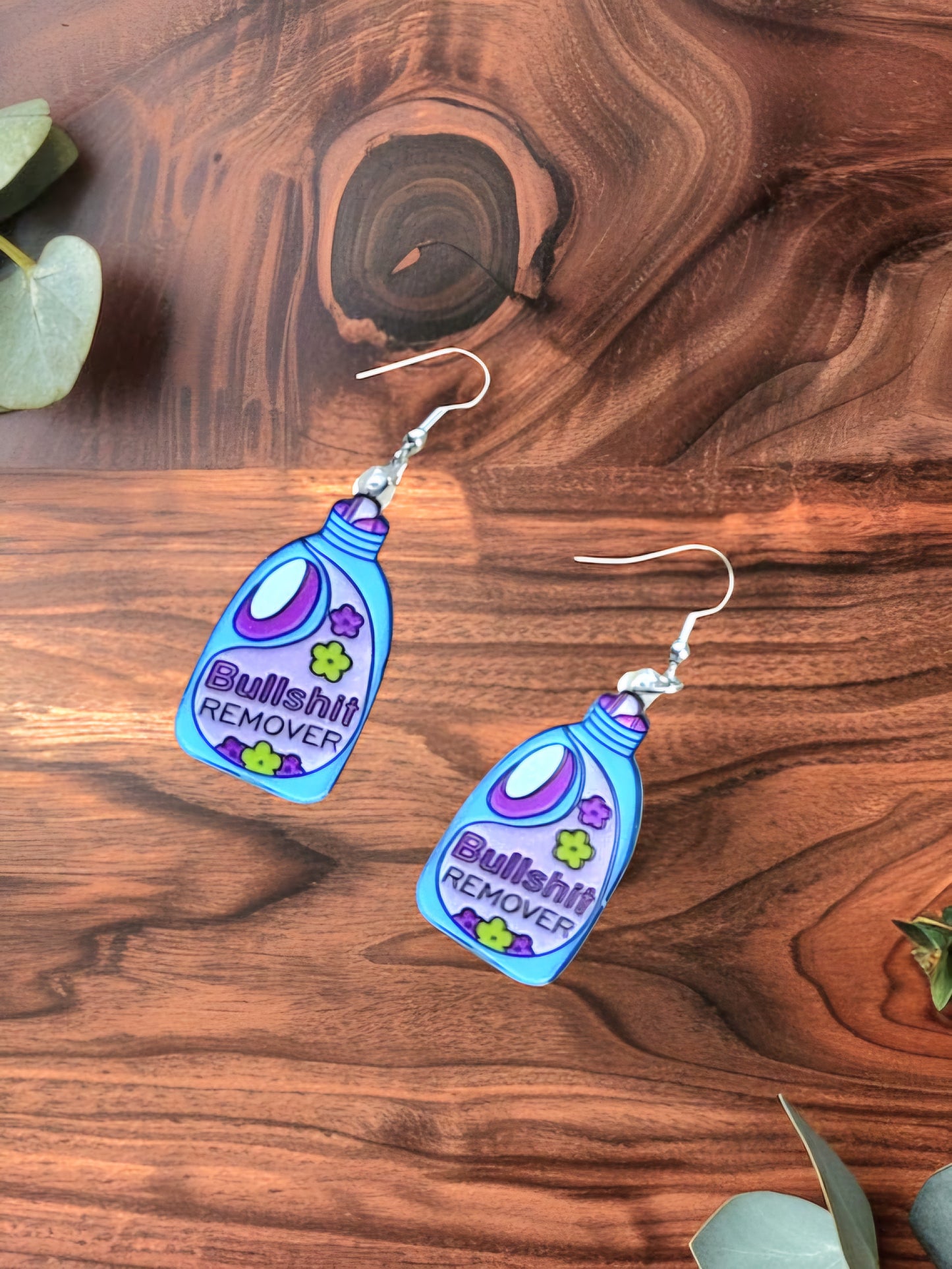 Bullshit Remover Earrings – Sassy Floral Dangles in Purple & Blue - Hempin' Mayhem