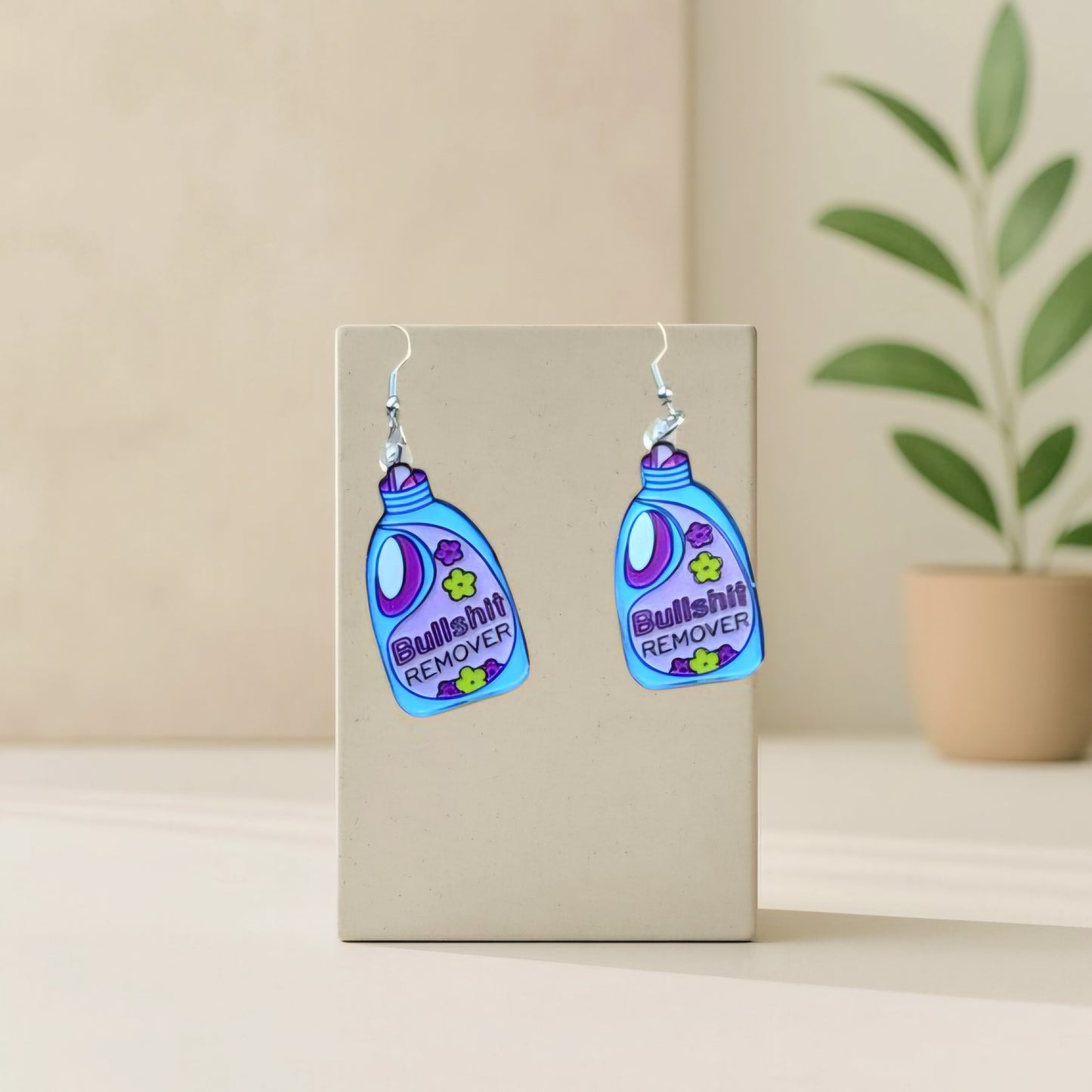 Bullshit Remover Earrings – Sassy Floral Dangles in Purple & Blue - Hempin' Mayhem
