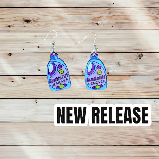 Bullshit Remover Earrings – Sassy Floral Dangles in Purple & Blue - Hempin' Mayhem