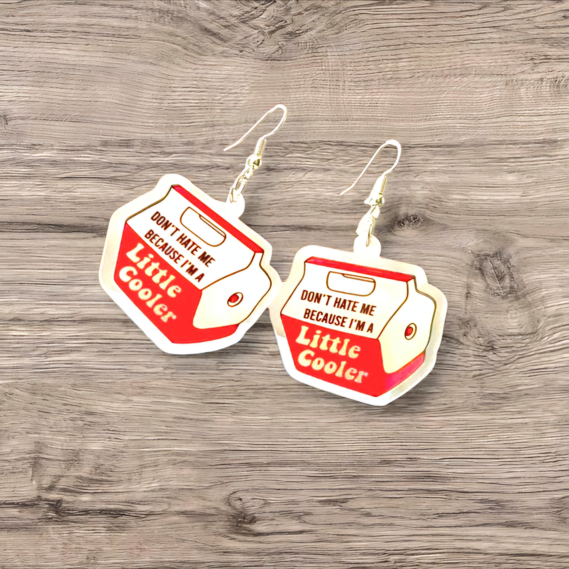 Don’t Hate Me Because I’m a Little Cooler – Red & White Baddie Statement Dangle Earrings | Sass-Drippin’ Acrylic Charms for the Bold & Unbothered - Hempin' Mayhem