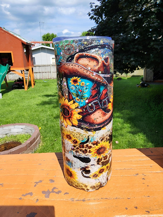 Cowgirl Boots Tumbler: Western Vibes 20 oz Stainless Steel