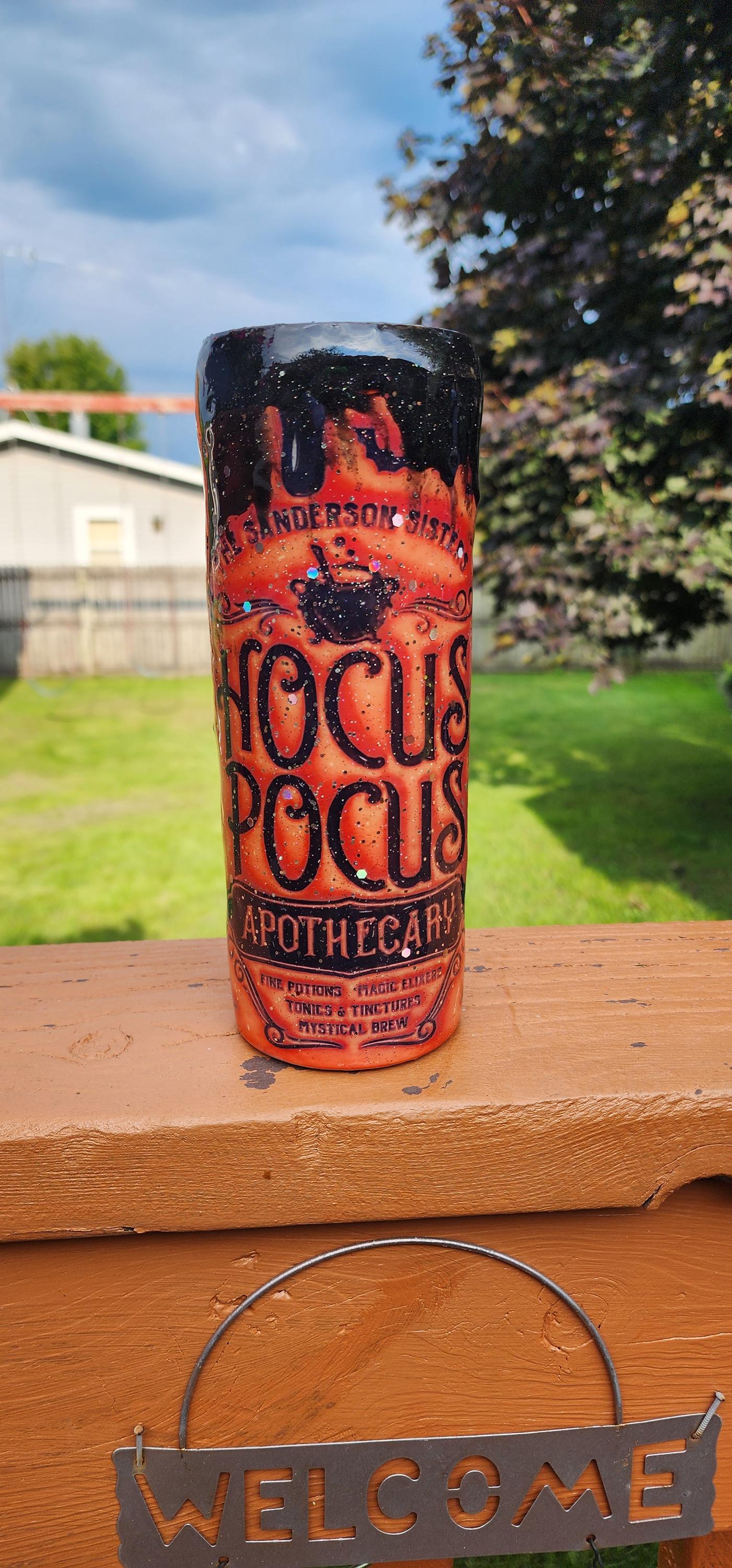 Hocus Pocus Tumbler: Sanderson Sisters Apothecary Glitter Epoxy Cup