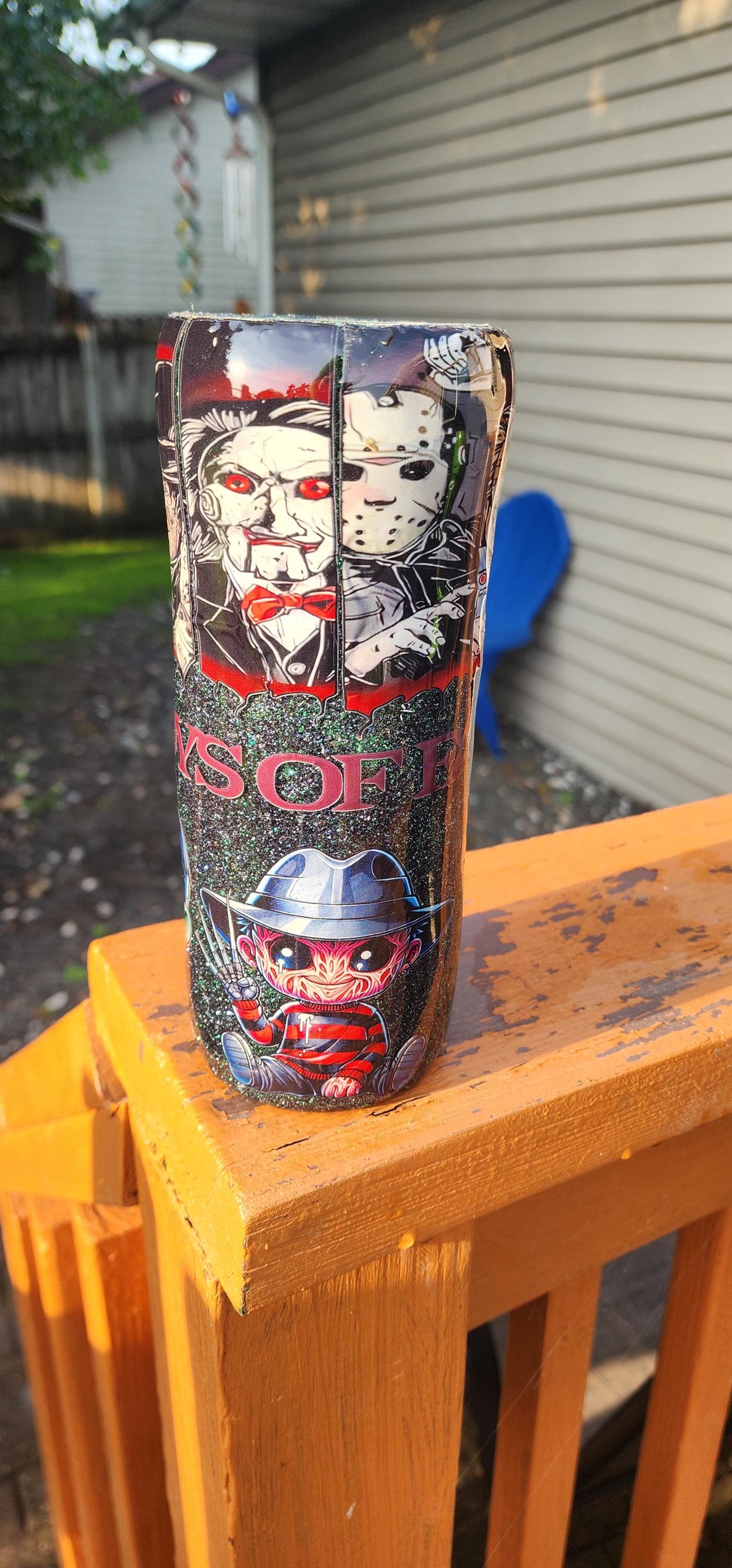 Horror Movie Tumbler: The Boys of Fall Epoxy Cup with Metal Straw
