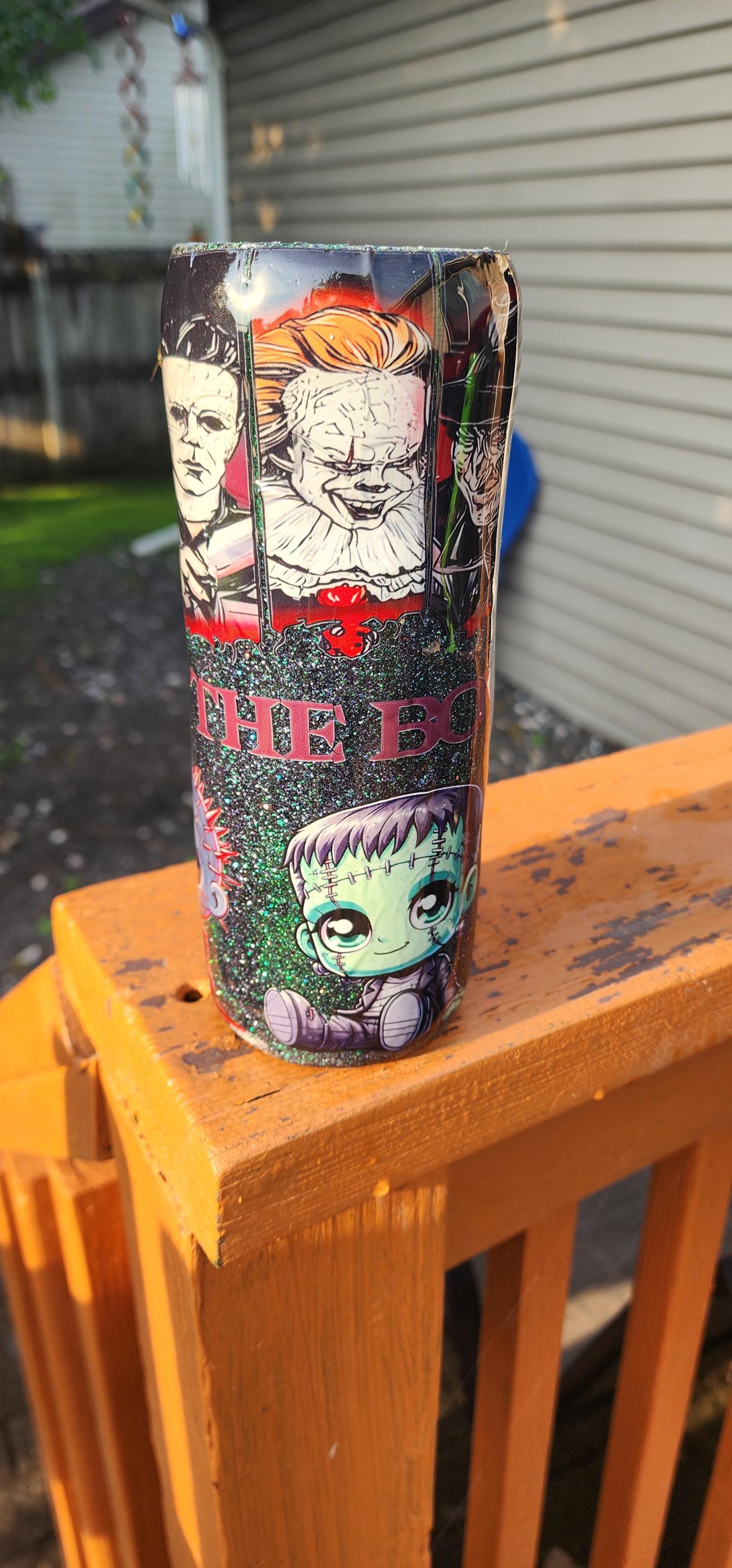Horror Movie Tumbler: The Boys of Fall Epoxy Cup with Metal Straw