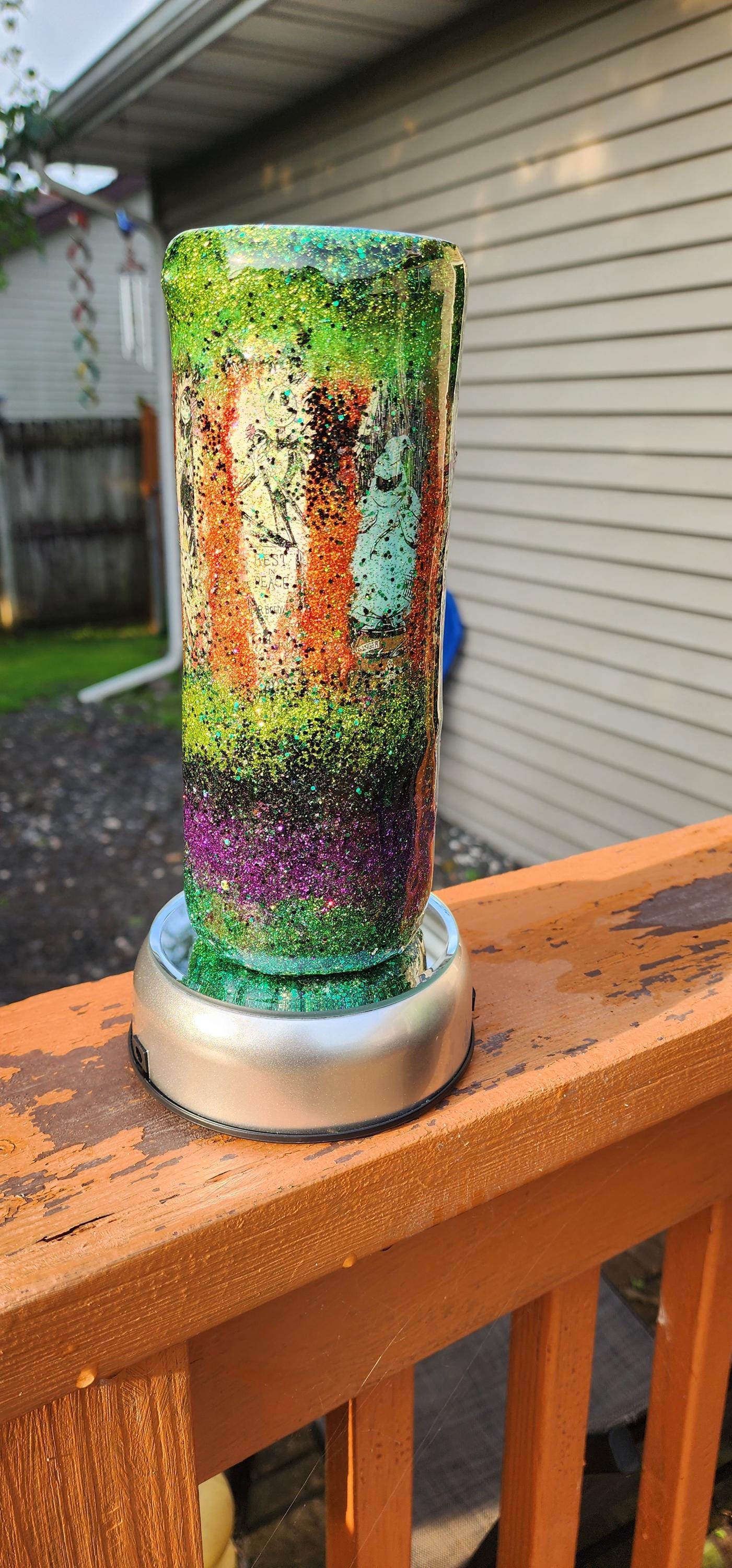 Nightmare Before Christmas Glitter Tumbler: Handmade Epoxy Stainless Steel Cup