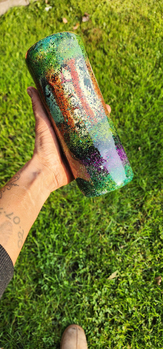 Nightmare Before Christmas Glitter Tumbler: Handmade Epoxy Stainless Steel Cup