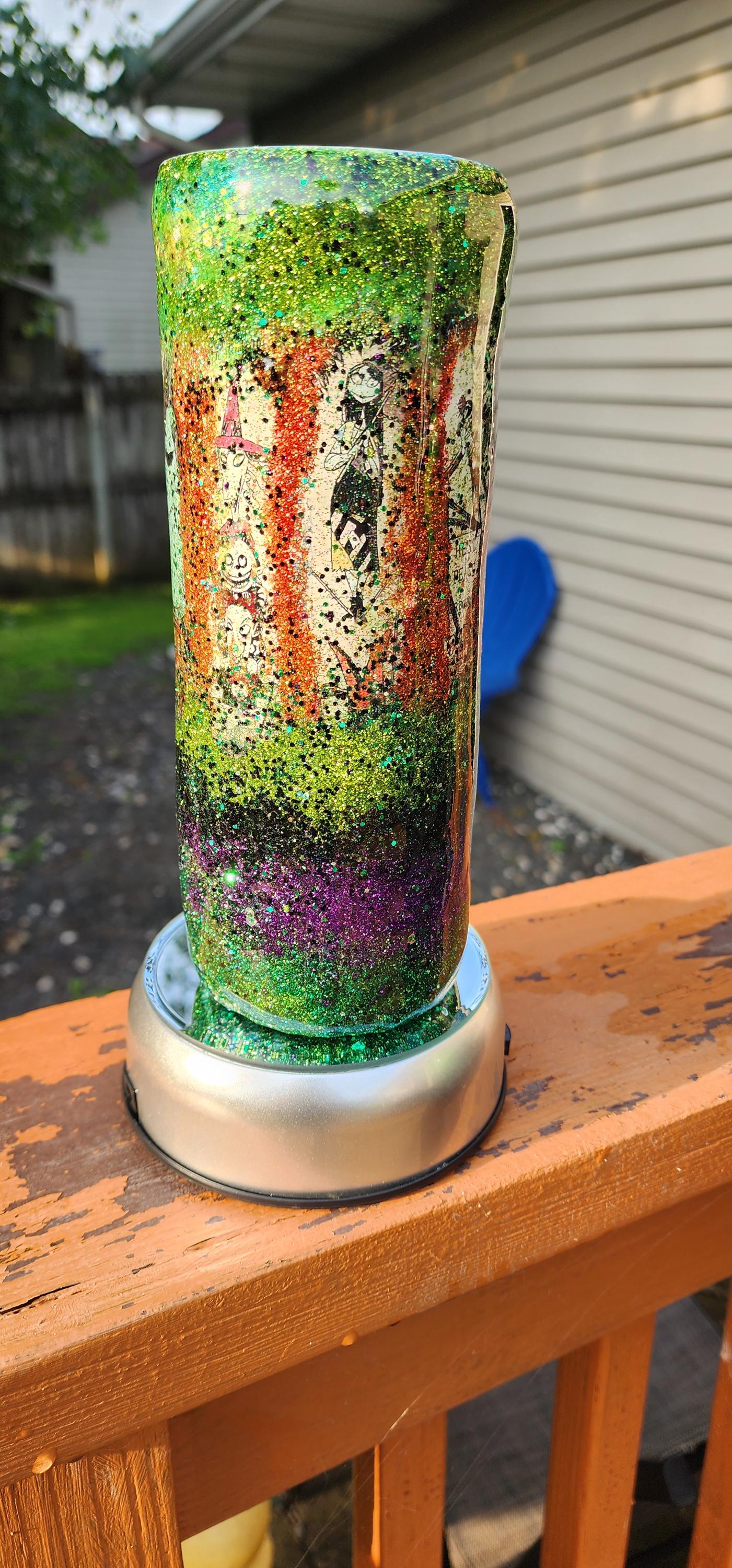 Nightmare Before Christmas Glitter Tumbler: Handmade Epoxy Stainless Steel Cup