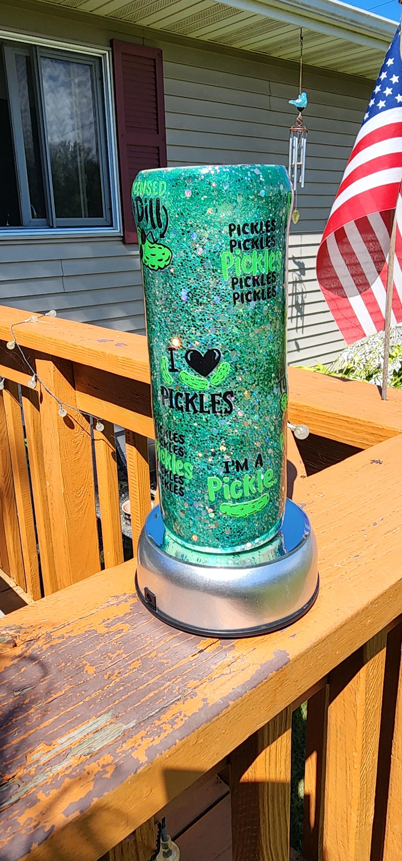 Pickle Lover Glitter Tumbler: Funny Stainless Steel Cup, Foodie Gift