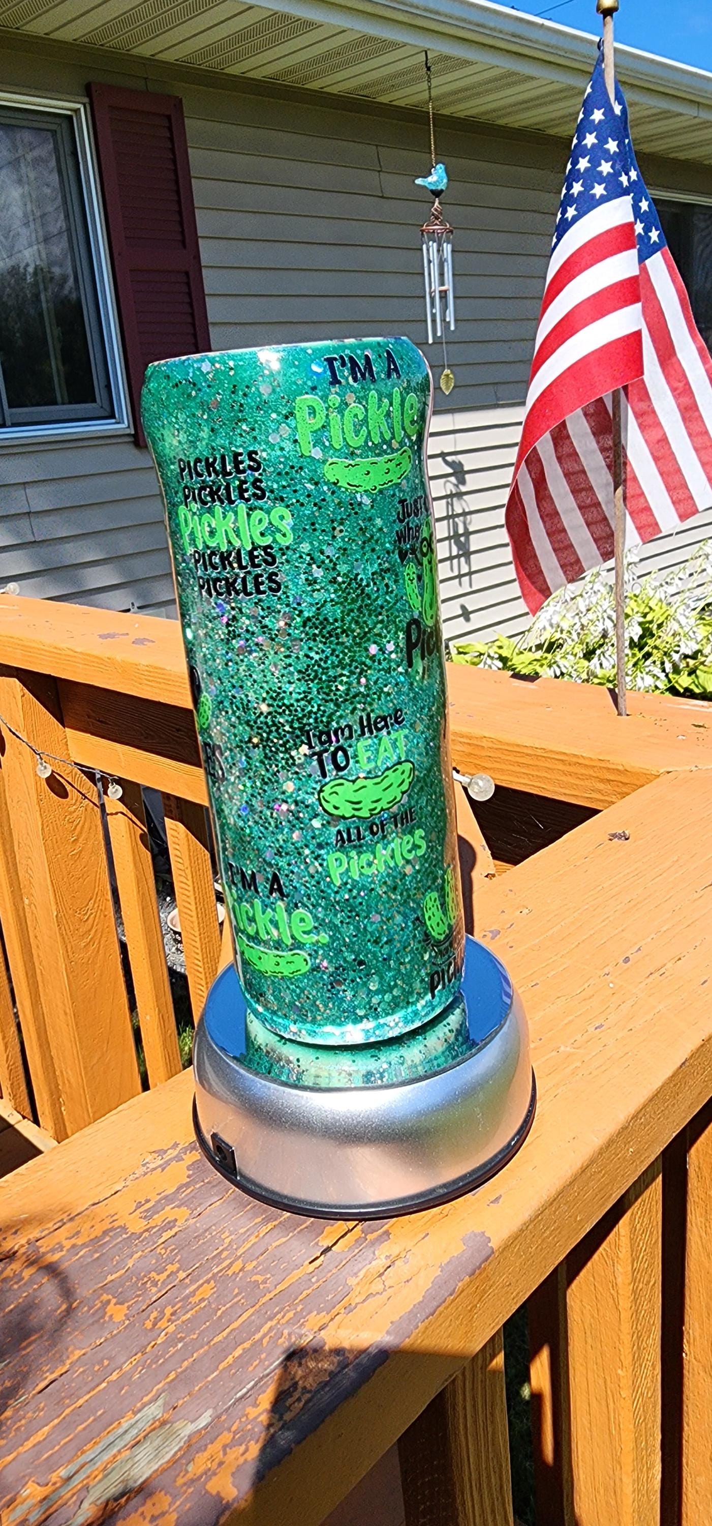 Pickle Lover Glitter Tumbler: Funny Stainless Steel Cup, Foodie Gift