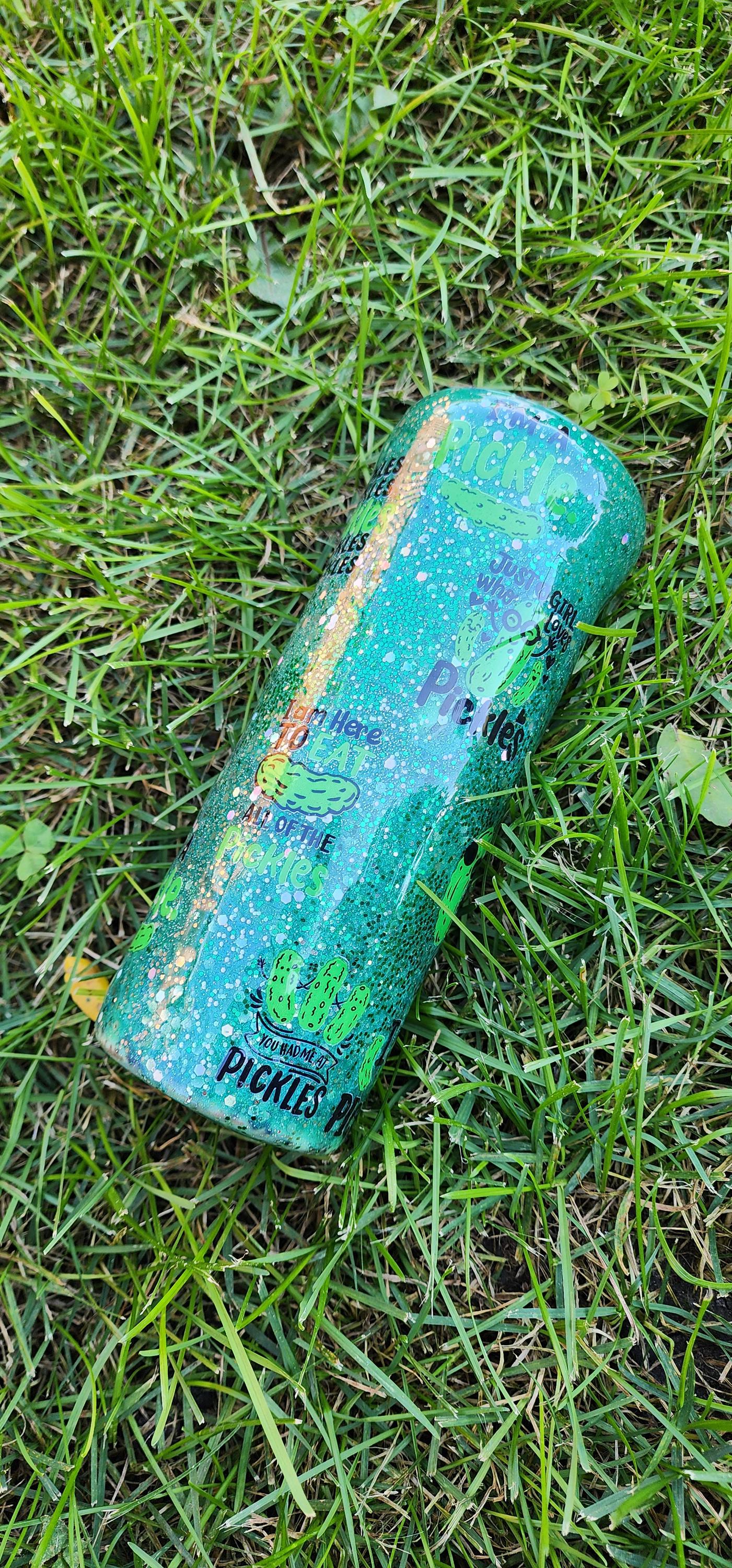 Pickle Lover Glitter Tumbler: Funny Stainless Steel Cup, Foodie Gift