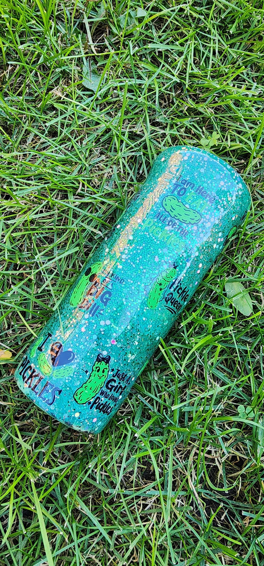 Pickle Lover Glitter Tumbler: Funny Stainless Steel Cup, Foodie Gift