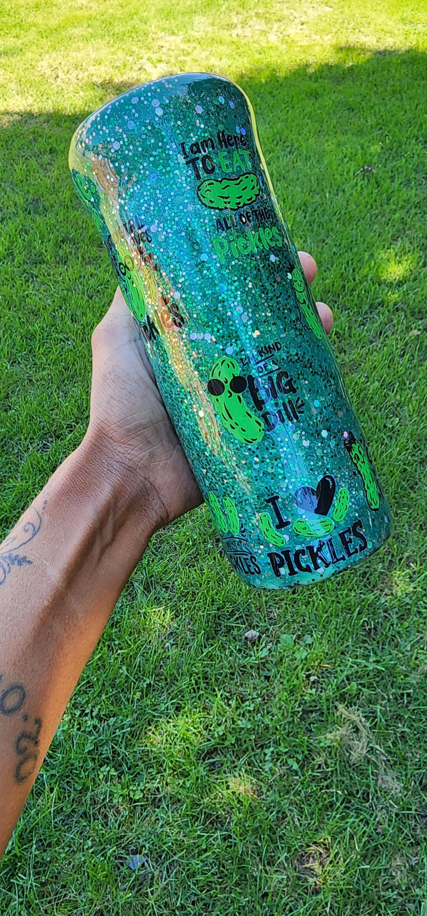 Pickle Lover Glitter Tumbler: Funny Stainless Steel Cup, Foodie Gift