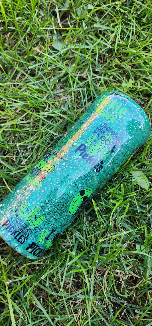 Pickle Lover Glitter Tumbler: Funny Stainless Steel Cup, Foodie Gift
