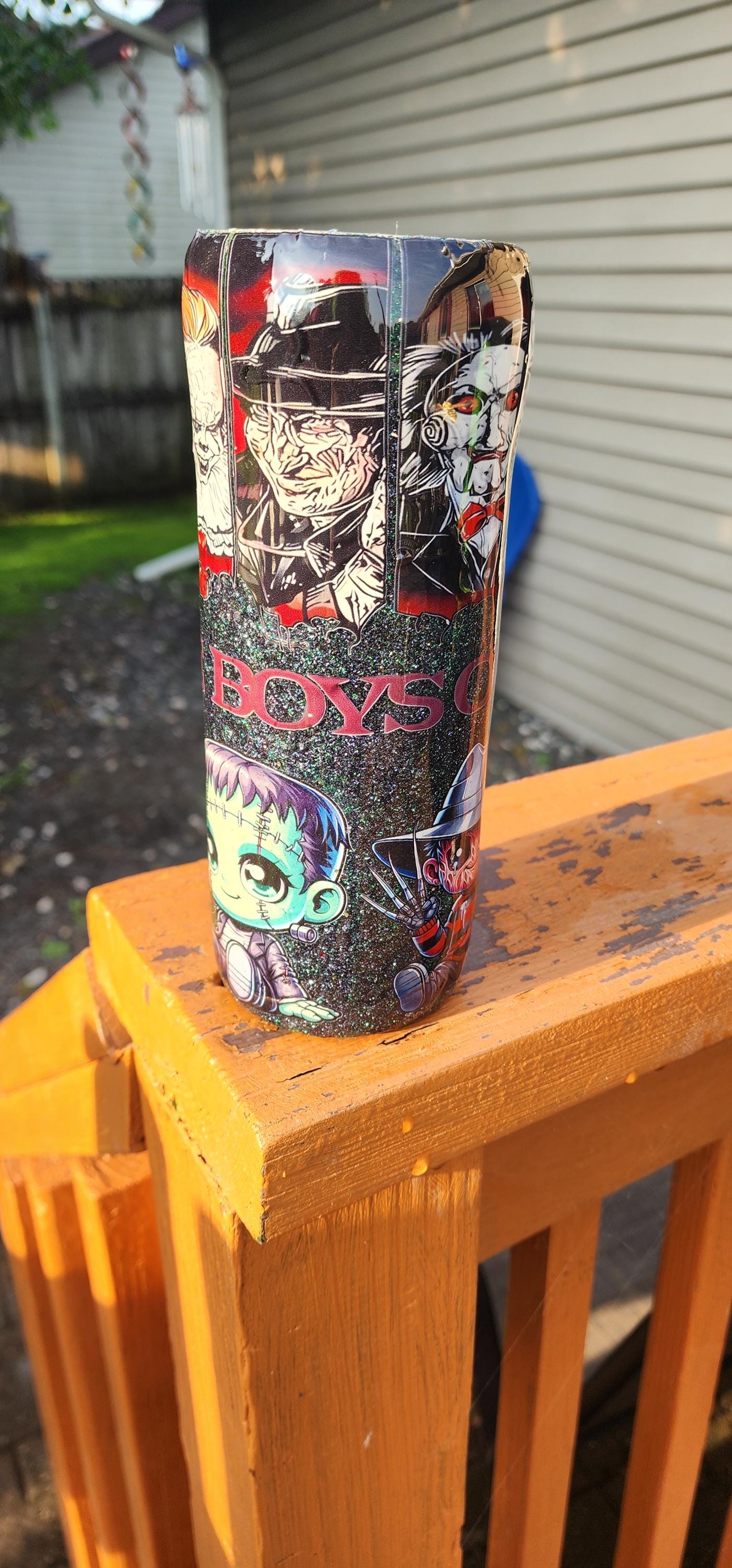 Horror Movie Tumbler: The Boys of Fall Epoxy Cup with Metal Straw