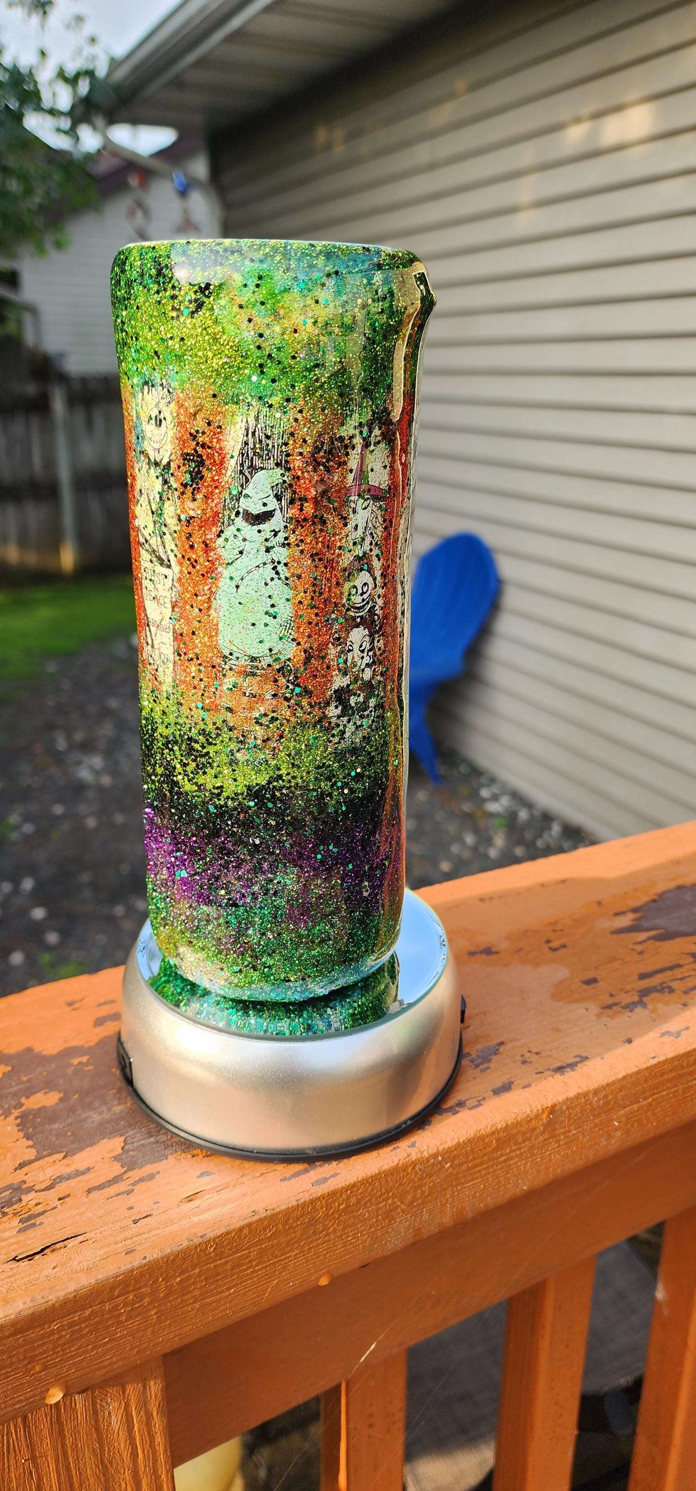 Nightmare Before Christmas Glitter Tumbler: Handmade Epoxy Stainless Steel Cup