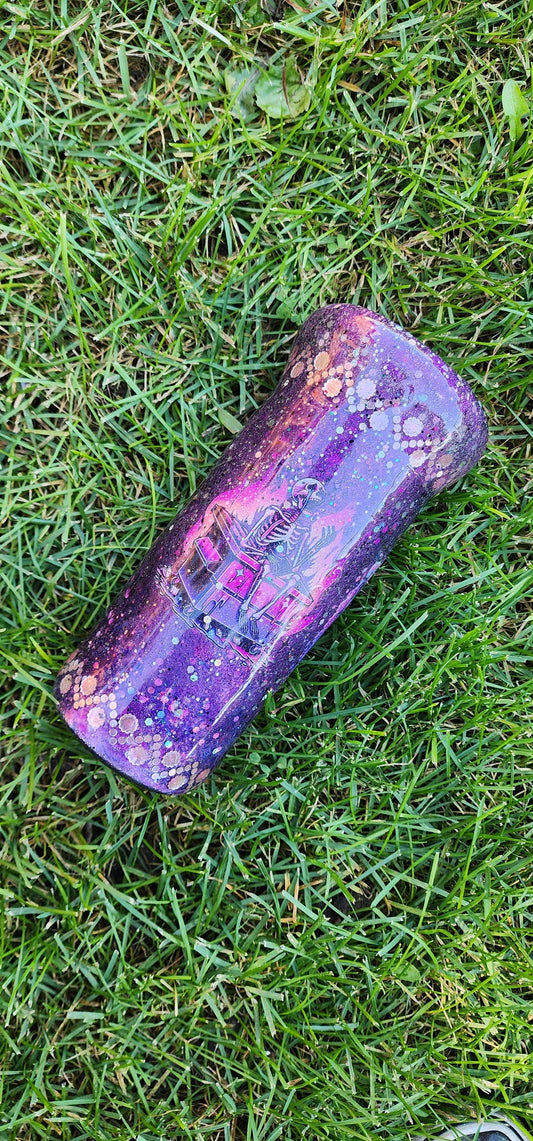Purple Glitter Skeleton Tumbler: Spooky Goth Drinkware