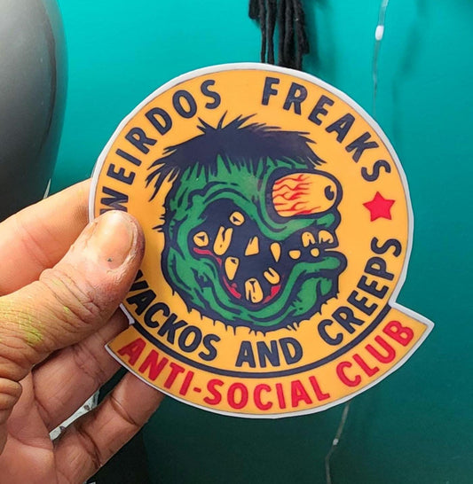 Weirdos Freaks Antisocial Club Vinyl Sticker: Edgy Misfit Decal