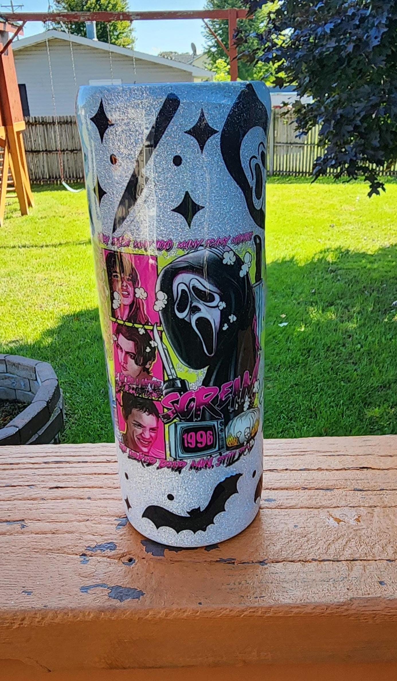 What’s the Matter, Sydney? Ghost Face Horror Movie 20oz Epoxy Tumbler | Scream Inspired Glitter Cup | Scary Movie Fan Gift