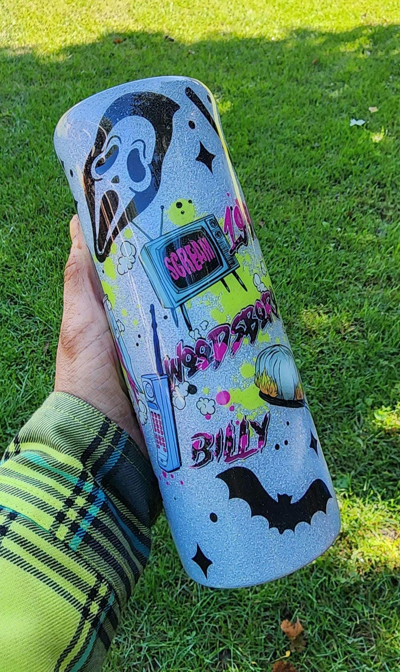 What’s the Matter, Sydney? Ghost Face Horror Movie 20oz Epoxy Tumbler | Scream Inspired Glitter Cup | Scary Movie Fan Gift