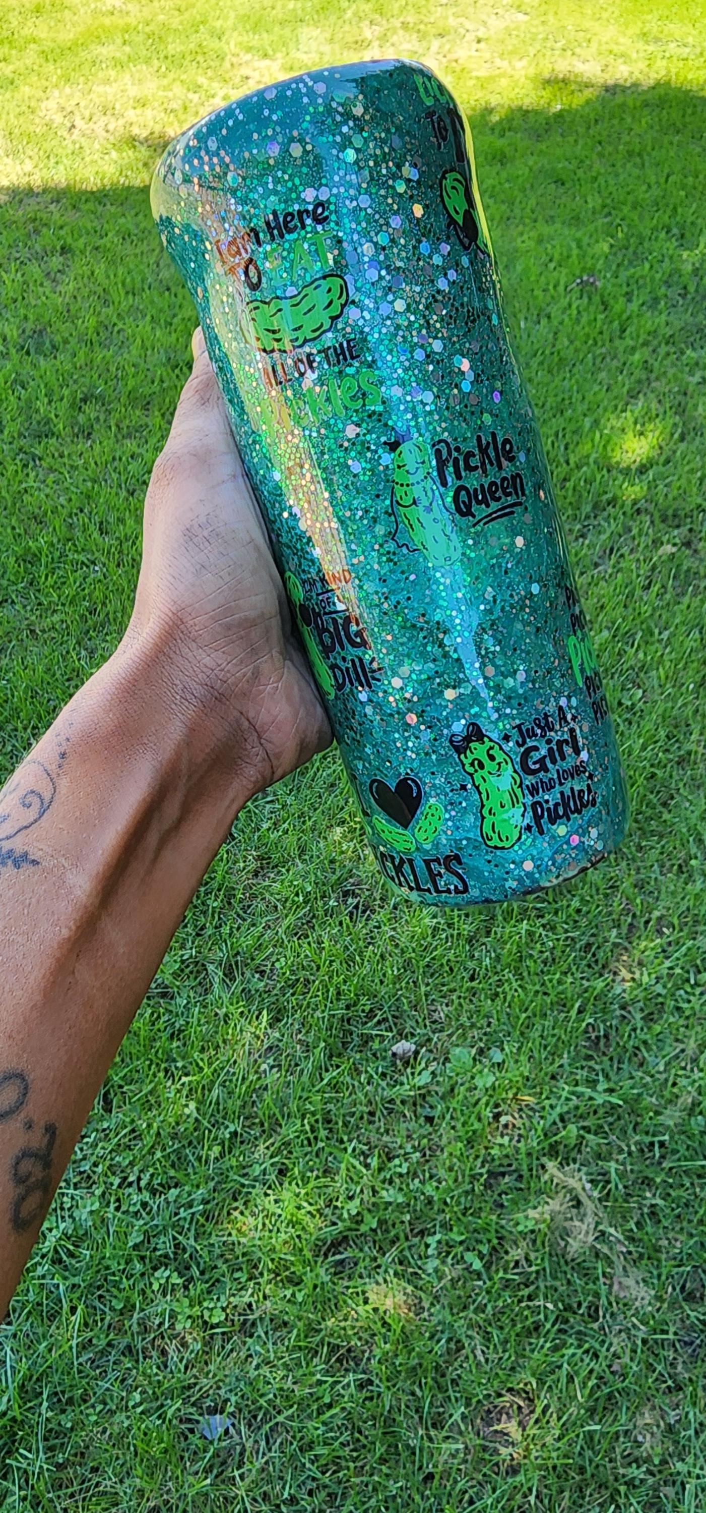 Pickle Lover Glitter Tumbler: Funny Stainless Steel Cup, Foodie Gift