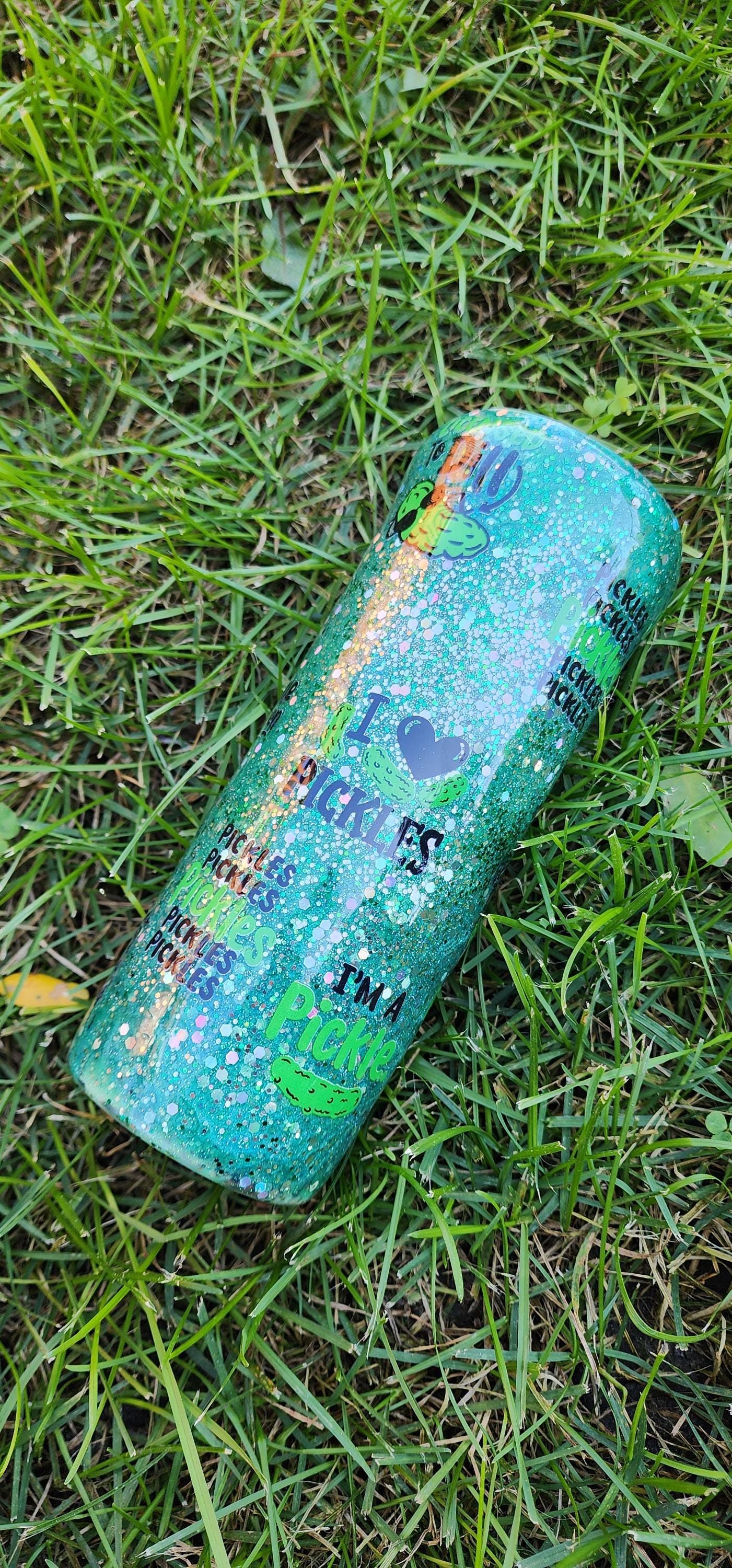 Pickle Lover Glitter Tumbler: Funny Stainless Steel Cup, Foodie Gift