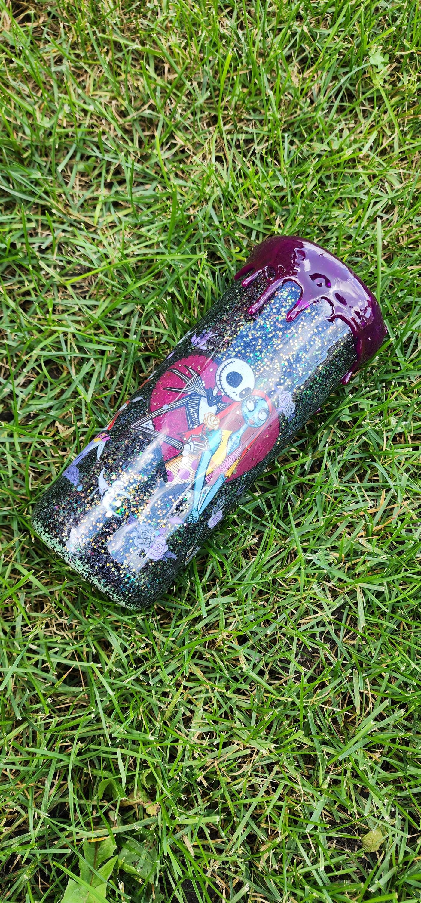 Jack & Sally Glitter Tumbler: Nightmare Before Christmas Inspired Stainless Steel Cup