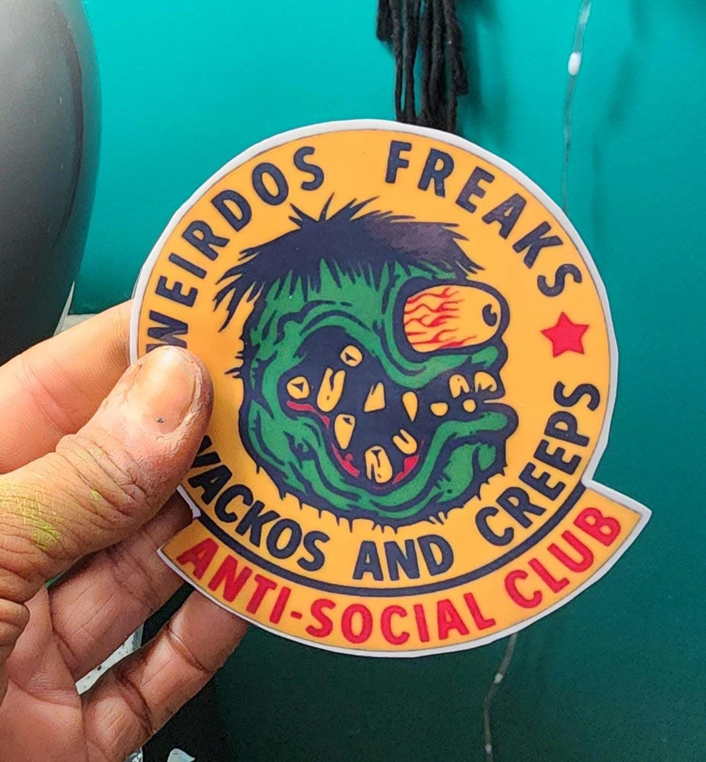 Weirdos Freaks Antisocial Club Vinyl Sticker: Edgy Misfit Decal