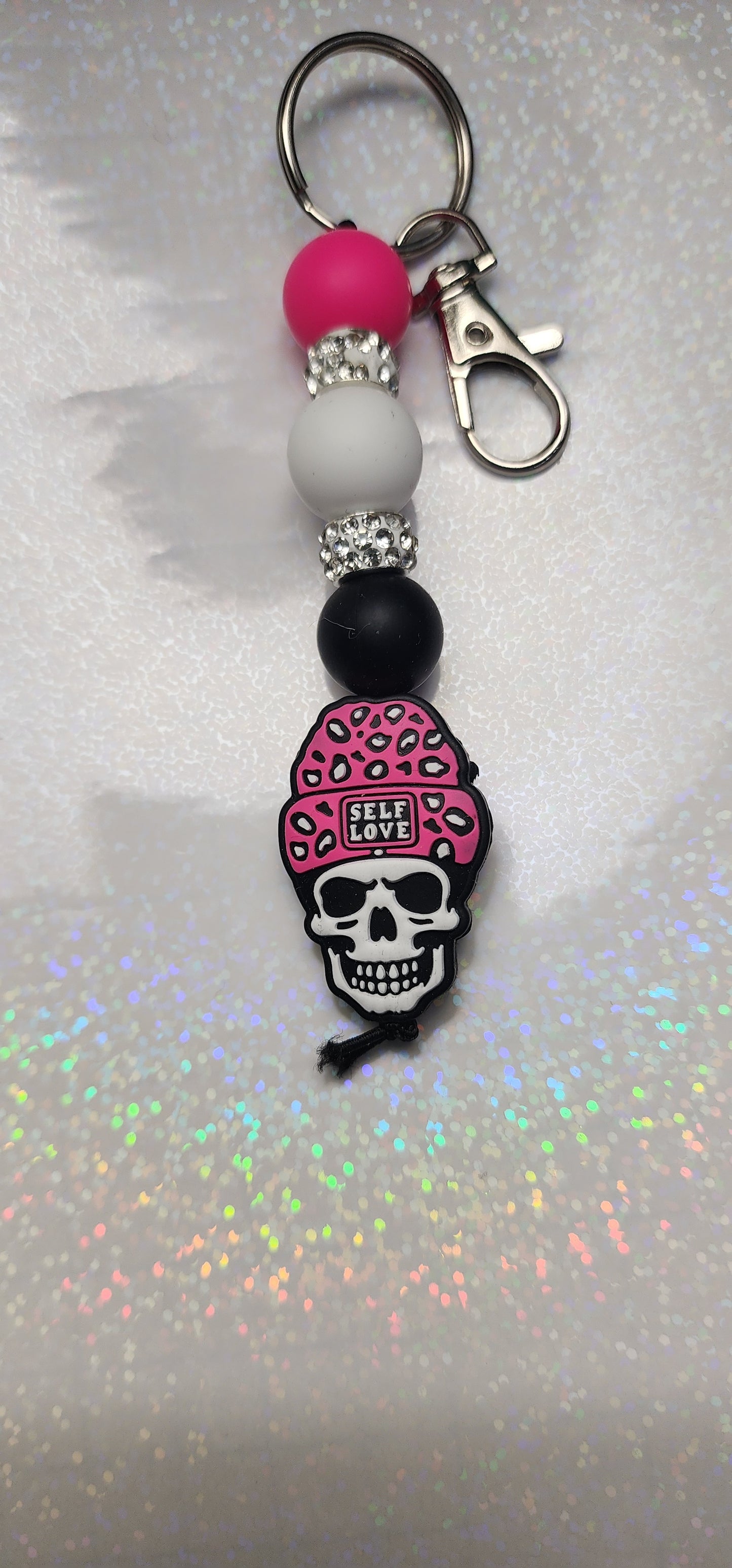 Handmade Self Love Skull Keychain – Edgy Empowerment Accessory - Hempin' Mayhem
