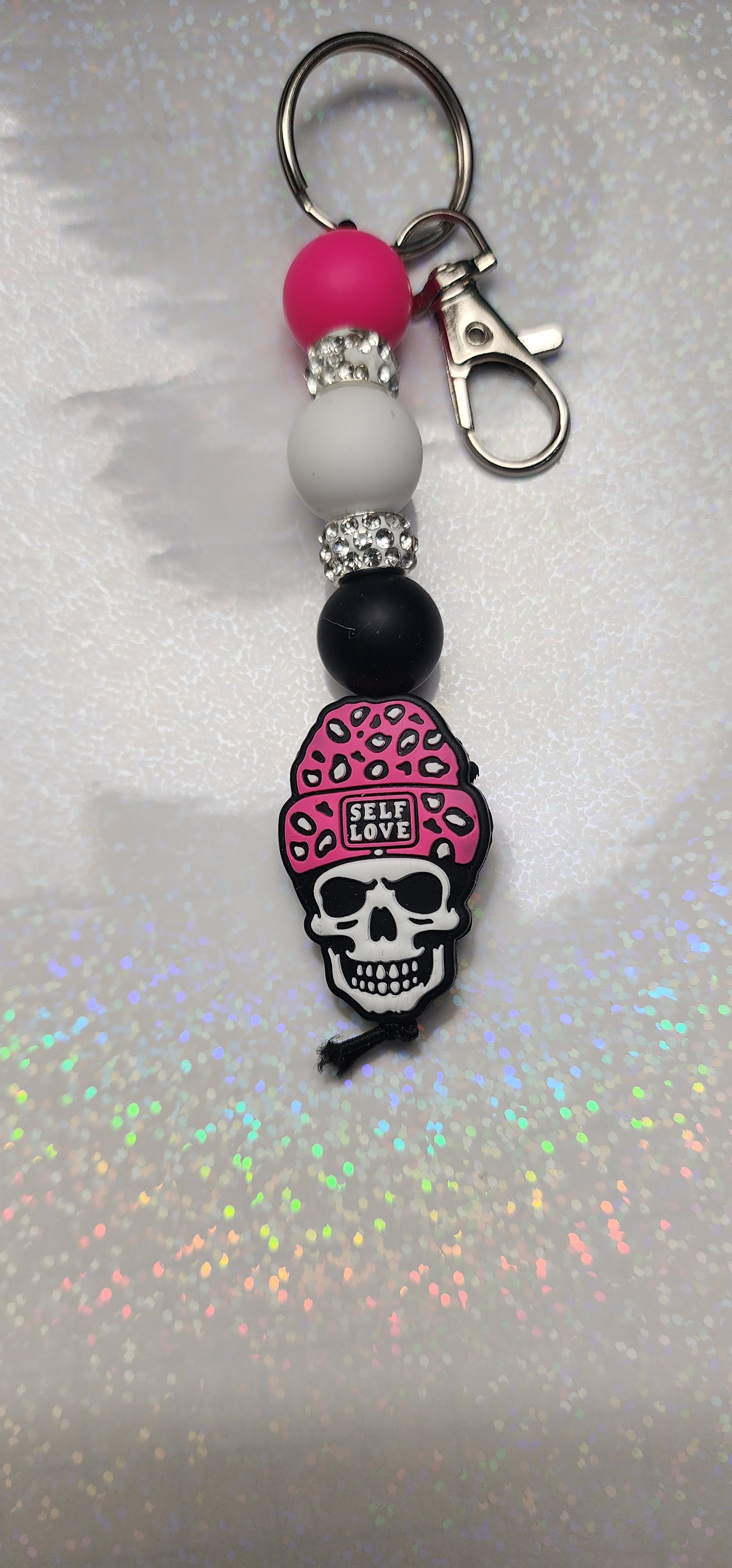 Handmade Self Love Skull Keychain – Edgy Empowerment Accessory - Hempin' Mayhem