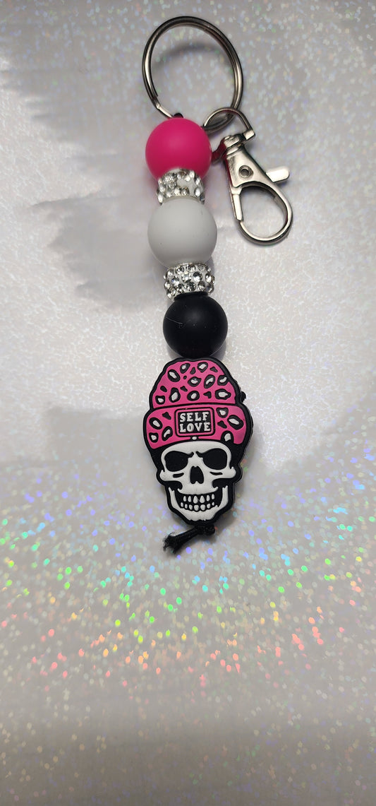 Handmade Self Love Skull Keychain – Edgy Empowerment Accessory - Hempin' Mayhem