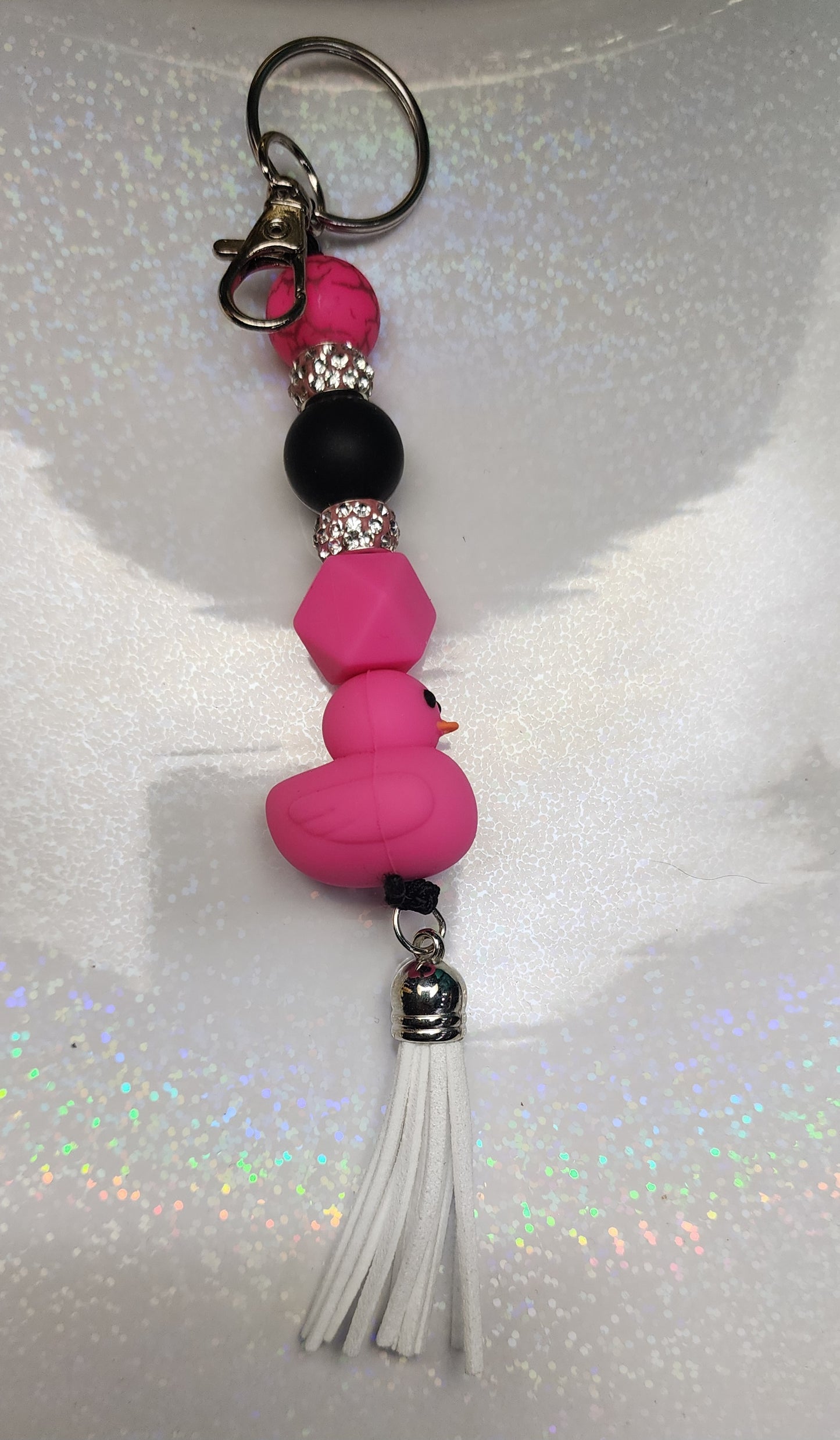 Handmade Rubber Ducky Keychain – Cute Bath Time Charm, Fun Sassy Bag Accessory, Gift for Kids & Adults