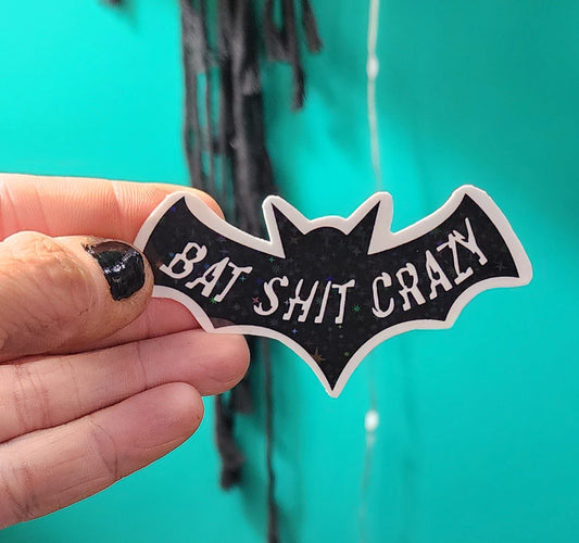 :
Bat Shit Crazy Bat Sticker | Funny 3x2 Vinyl Decal | Sarcastic Spooky Sticker | Sassy Gift for Halloween Lovers | Waterproof Laptop & Water Bottle Sticker