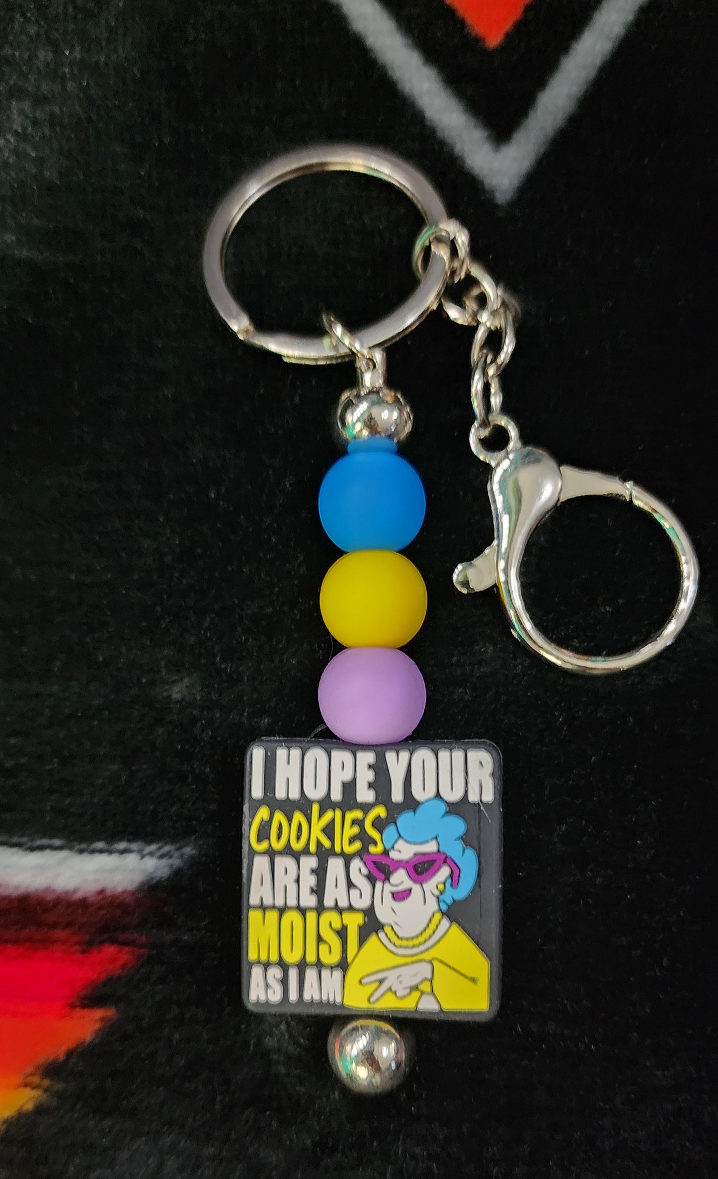 Handmade "I Hope Your Cookies as Moist as I Am" Keychain – Funny Sassy Gift, Kawaii Charm, Statement Keyring