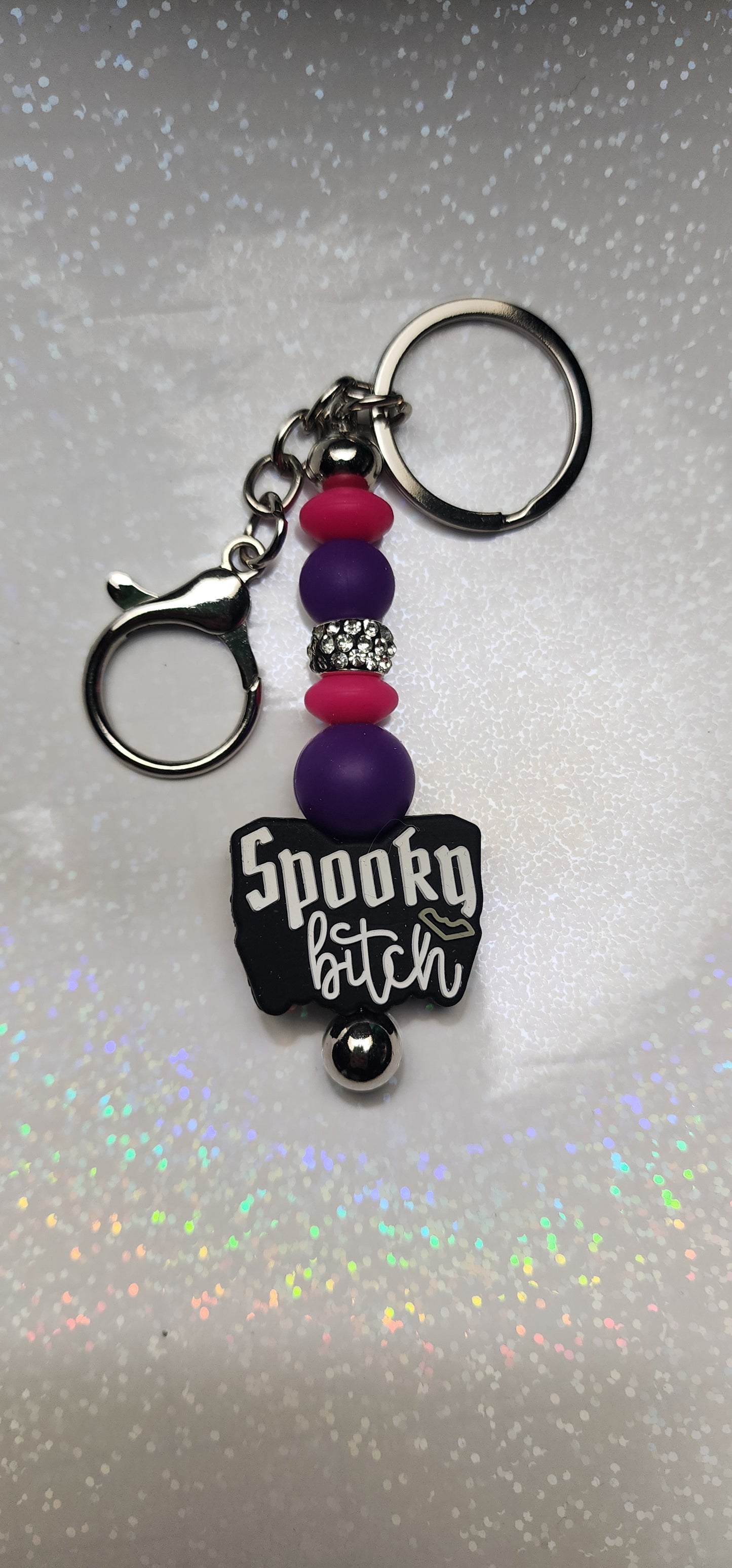 Spooky B*tch Beaded Keychain with Tassel