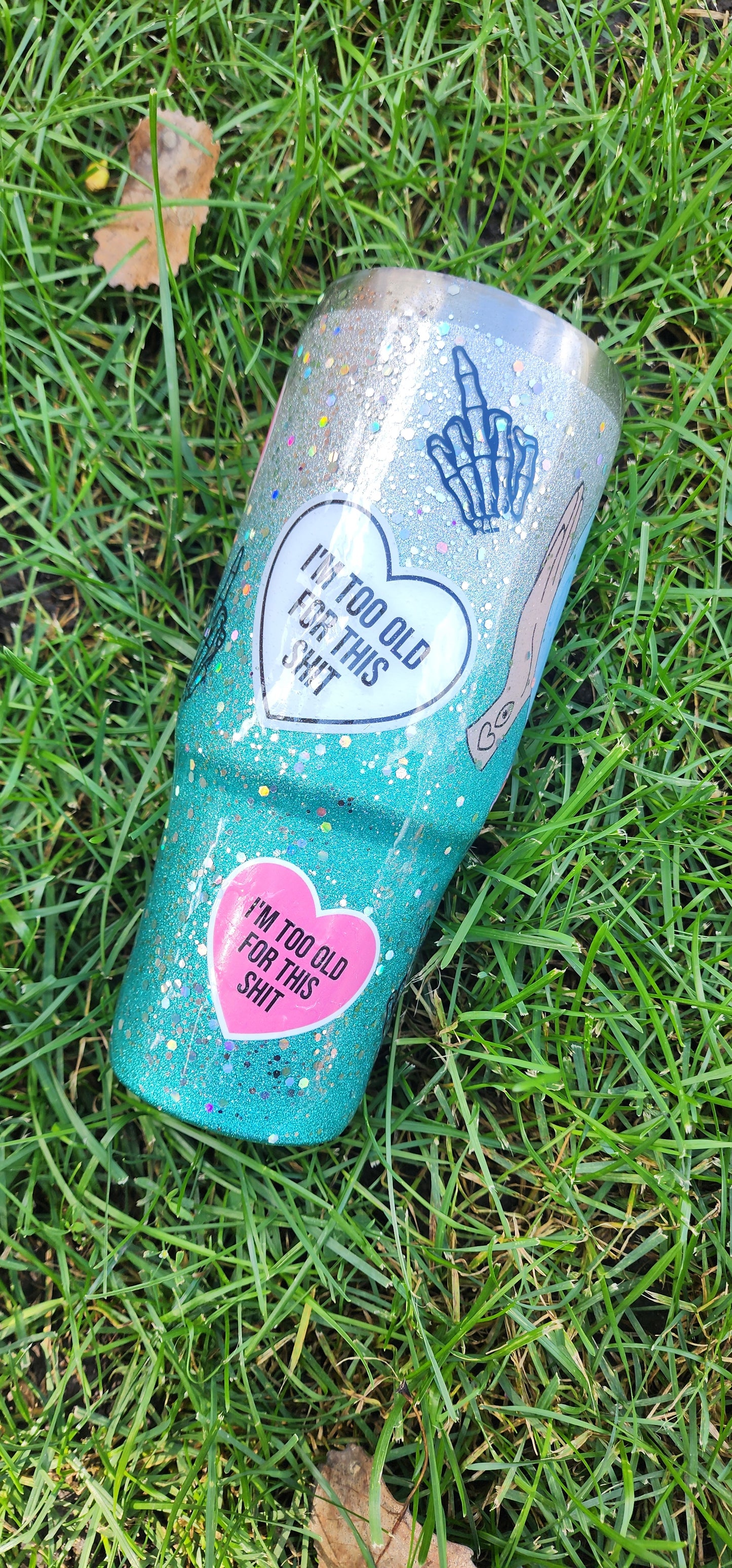 ✨ I See Through Your Bullshit Crystal Ball | 30oz Blue & Silver Glitter Epoxy Tumbler | Mystical Sarcasm Cup
