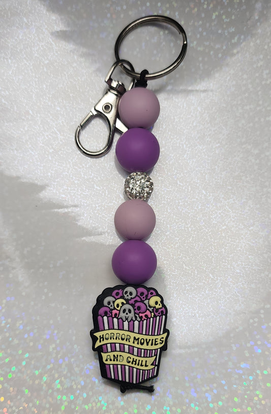 Purple Horror Movies and Chill Keychain