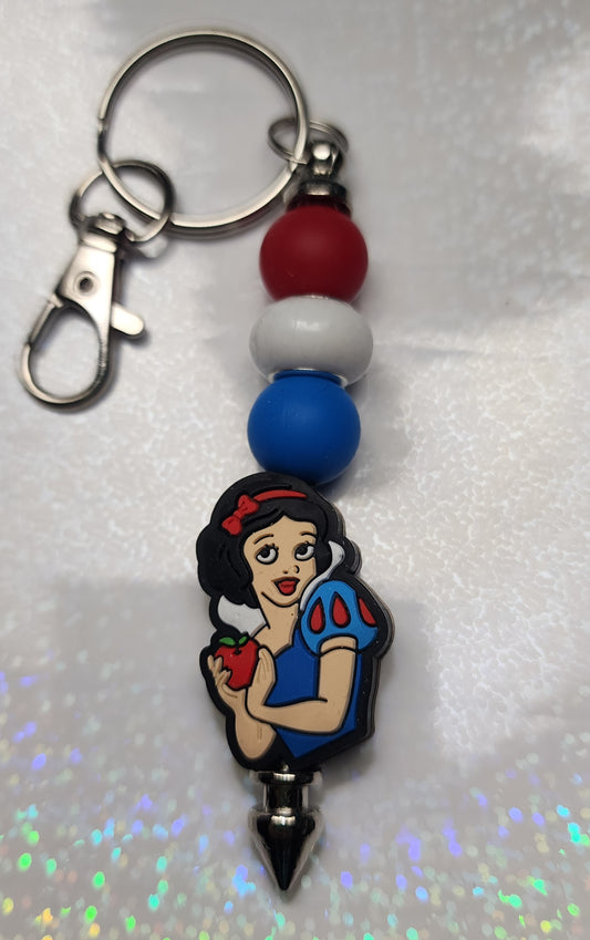 Handmade Snow White Beaded Keychain | Cute Princess Keyring | Kawaii Bag Charm | Fairy Tale Accessory