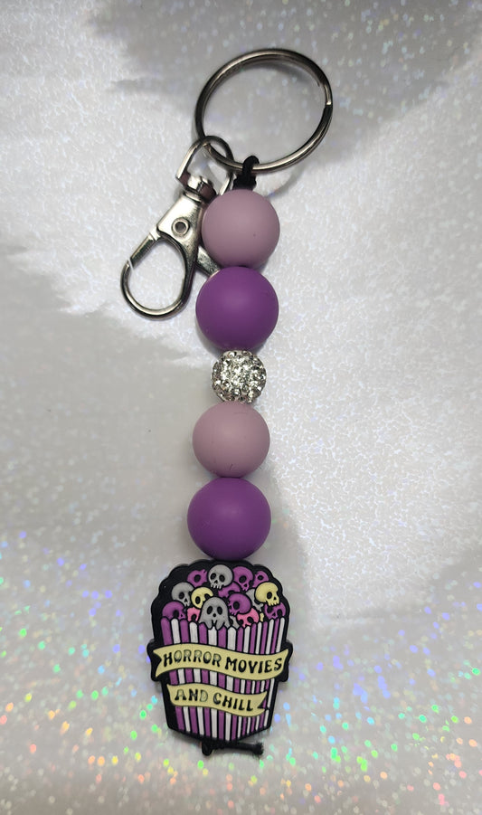 Purple Horror Movies and Chill Keychain