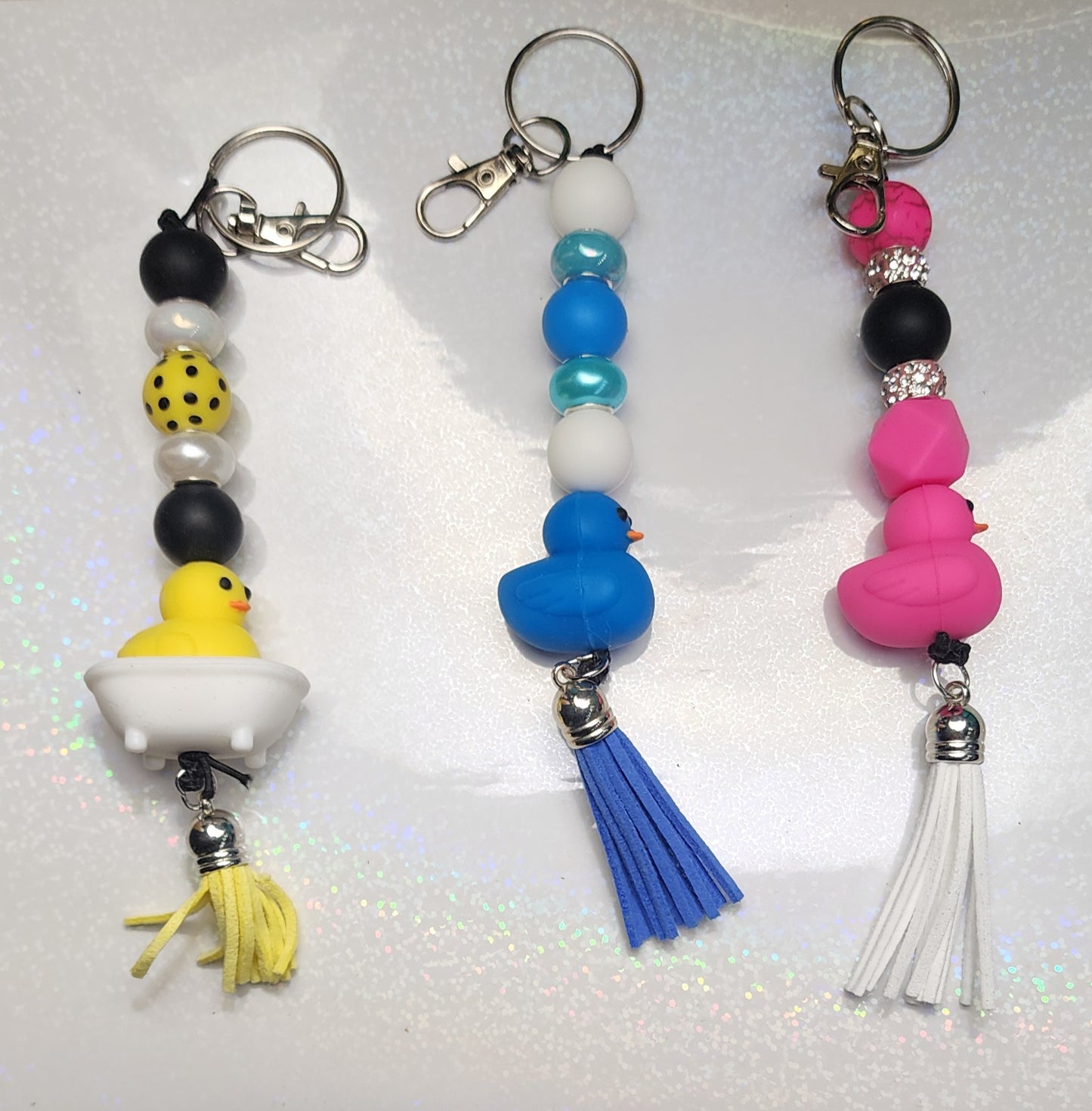 Handmade Rubber Ducky Keychain – Cute Bath Time Charm, Fun Sassy Bag Accessory, Gift for Kids & Adults