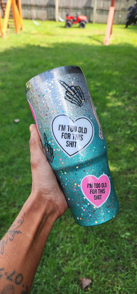 ✨ I See Through Your Bullshit Crystal Ball | 30oz Blue & Silver Glitter Epoxy Tumbler | Mystical Sarcasm Cup