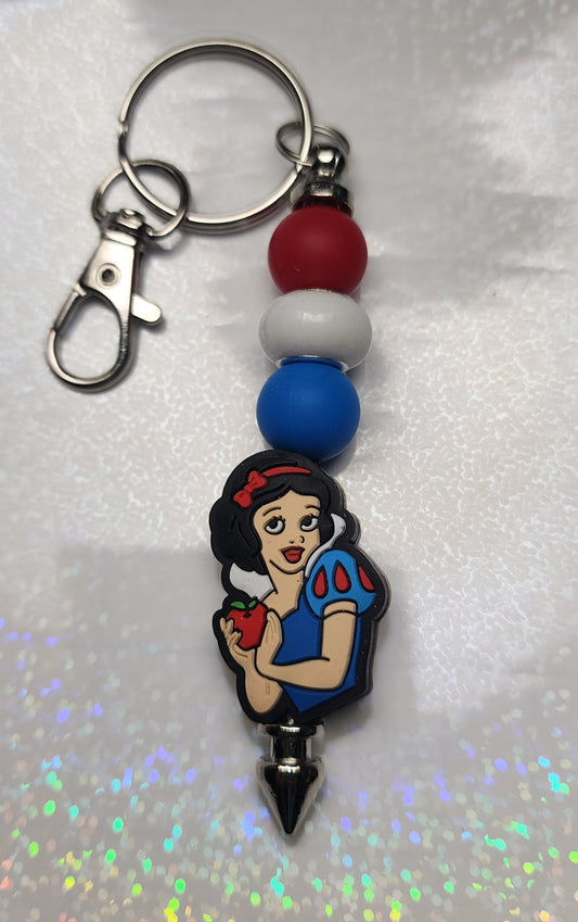 Handmade Snow White Beaded Keychain | Cute Princess Keyring | Kawaii Bag Charm | Fairy Tale Accessory
