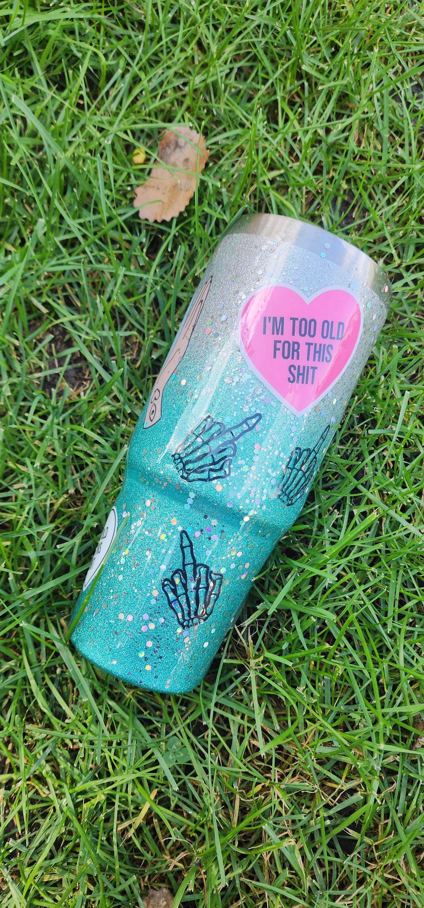 ✨ I See Through Your Bullshit Crystal Ball | 30oz Blue & Silver Glitter Epoxy Tumbler | Mystical Sarcasm Cup