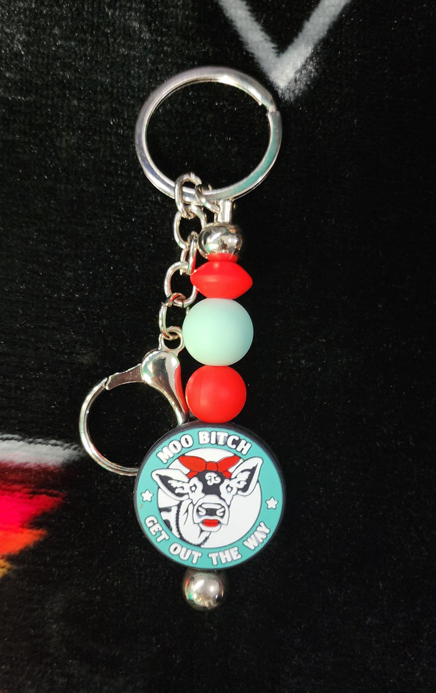Handmade Cow Keychain – “Moo B**** Get Out The Way” Funny Farm Animal Keychain