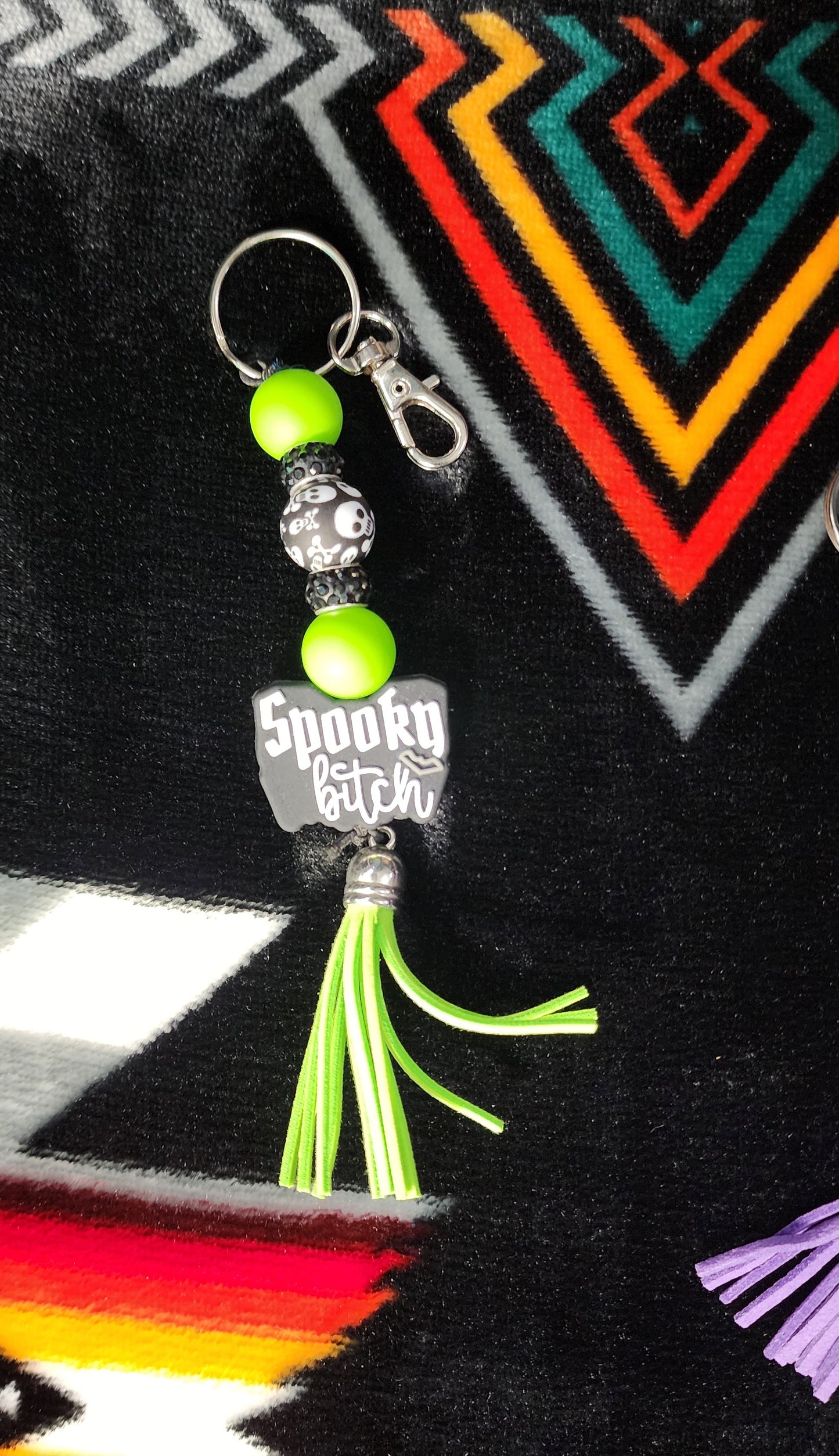 Spooky B*tch Beaded Keychain with Tassel