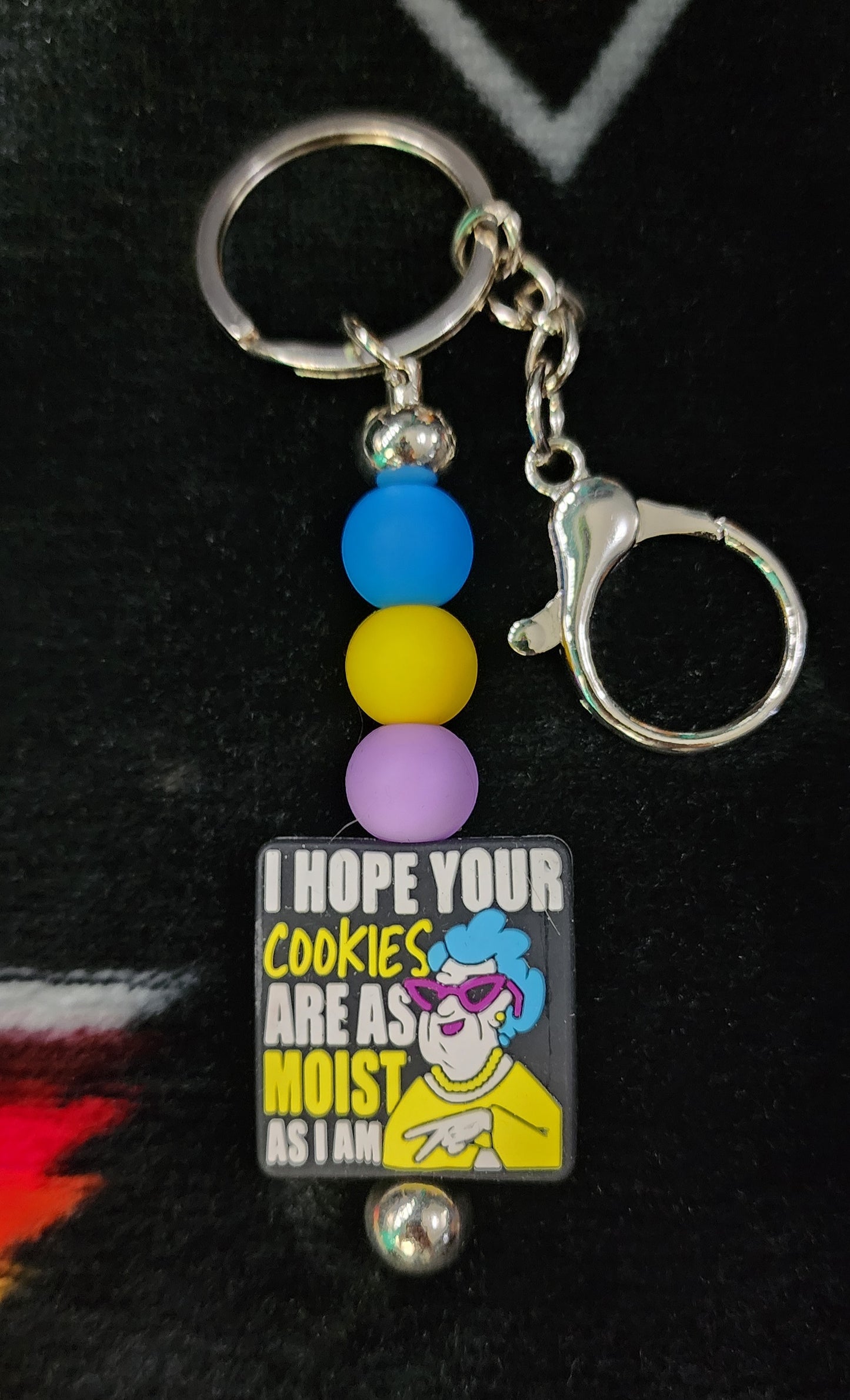 Handmade "I Hope Your Cookies as Moist as I Am" Keychain – Funny Sassy Gift, Kawaii Charm, Statement Keyring