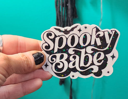 Spooky Babe Sticker | Black & White Sassy Decal | 3x3 Vinyl Sticker | Creepy Cute Attitude | Halloween Laptop & Water Bottle