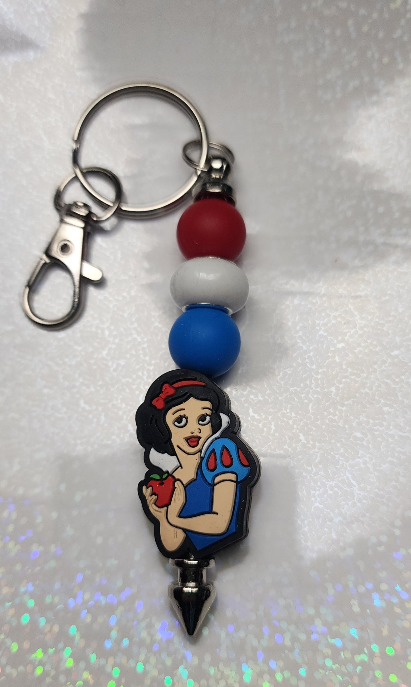 Handmade Snow White Beaded Keychain | Cute Princess Keyring | Kawaii Bag Charm | Fairy Tale Accessory